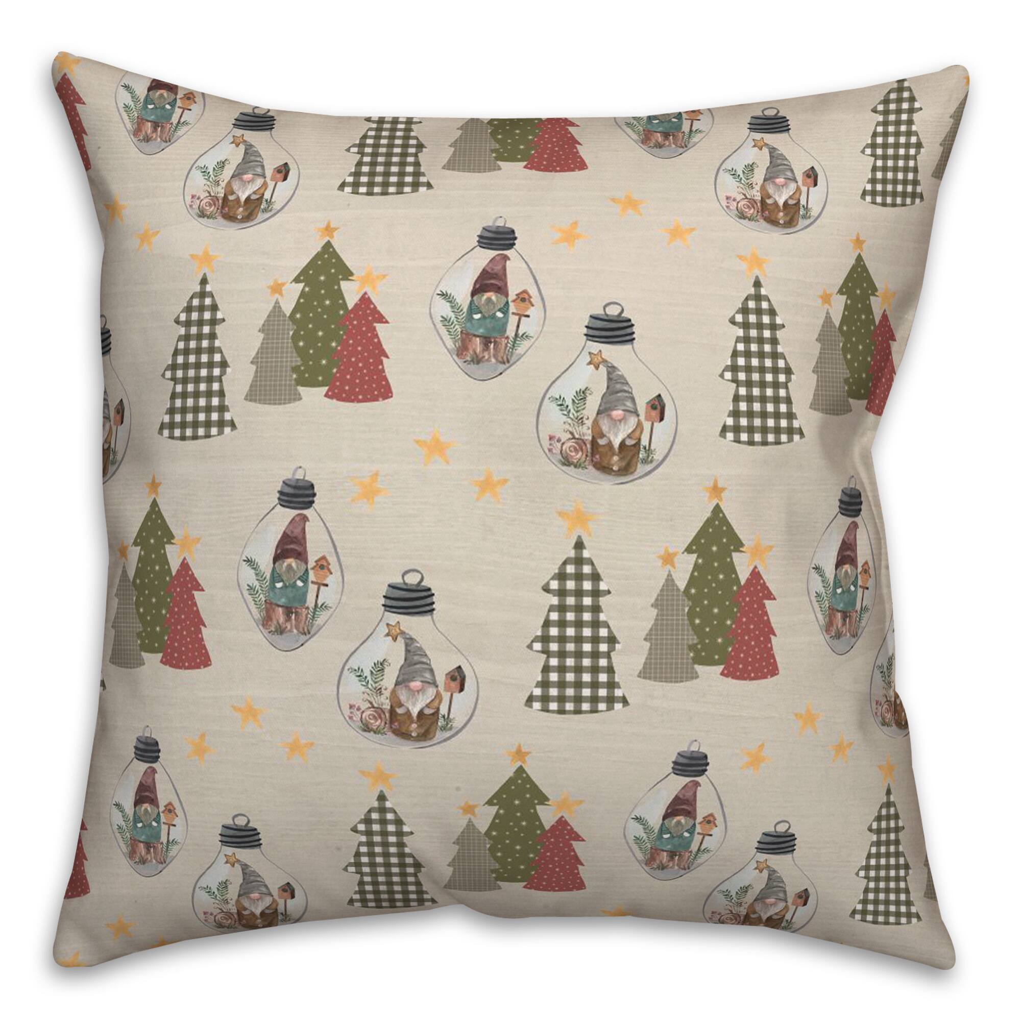 Cream Tree & Globe Pattern Throw Pillow