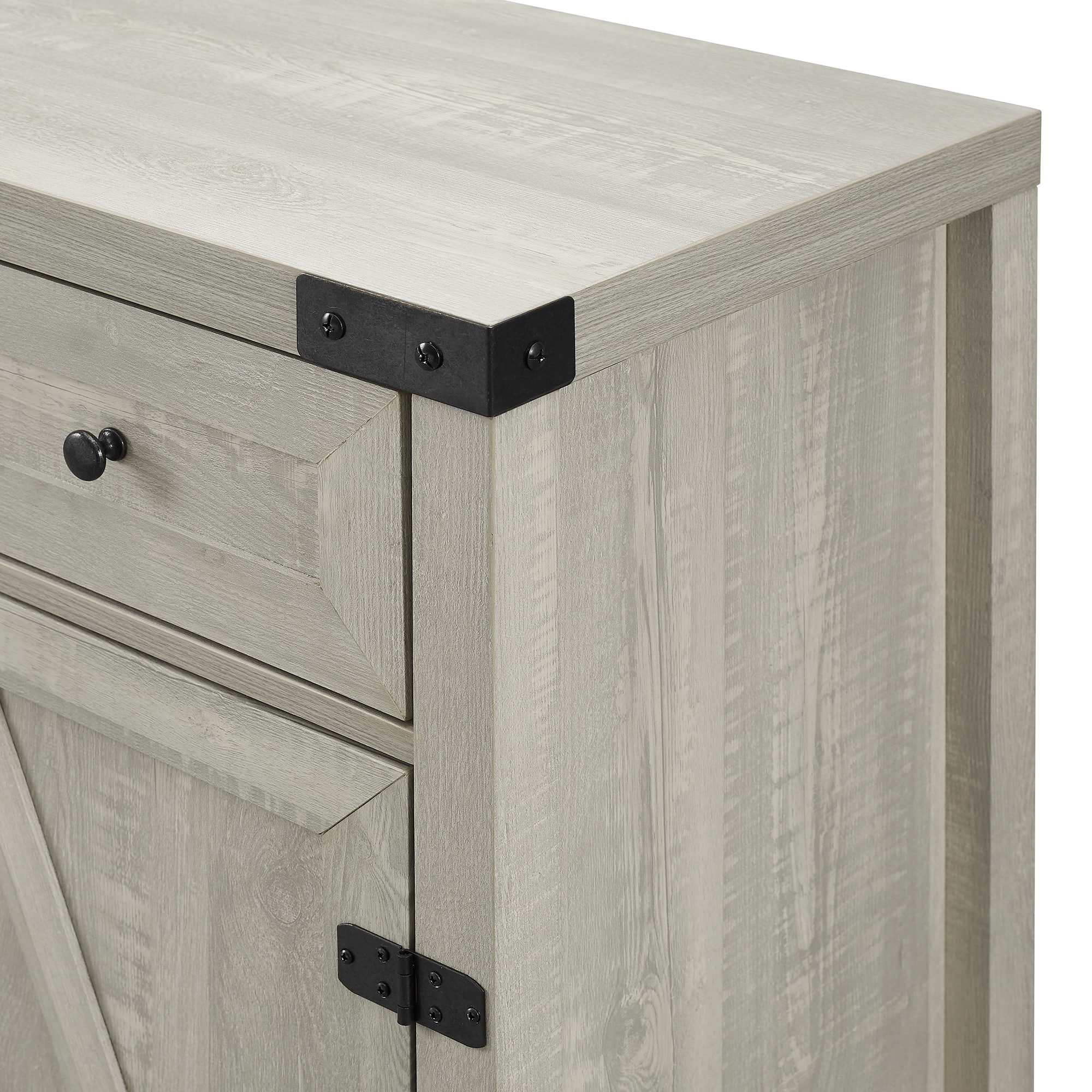 Walker Edison Stone Gray Farmhouse Barn Door Accent Cabinet