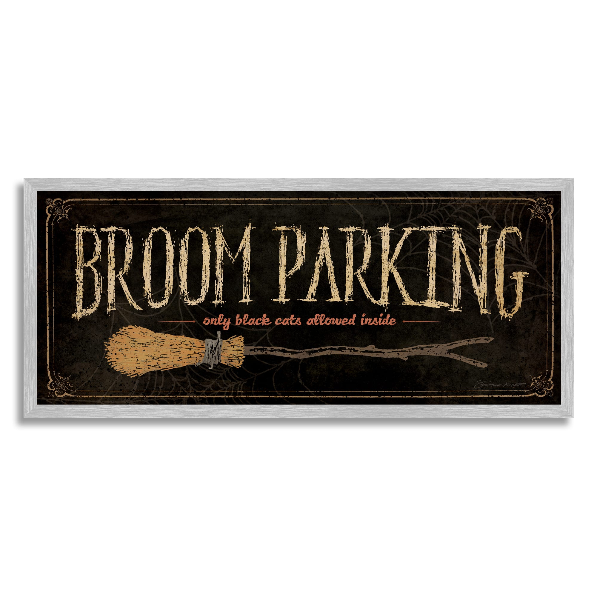 Stupell Industries Broom Parking Black Cats Allowed Framed Giclee Art