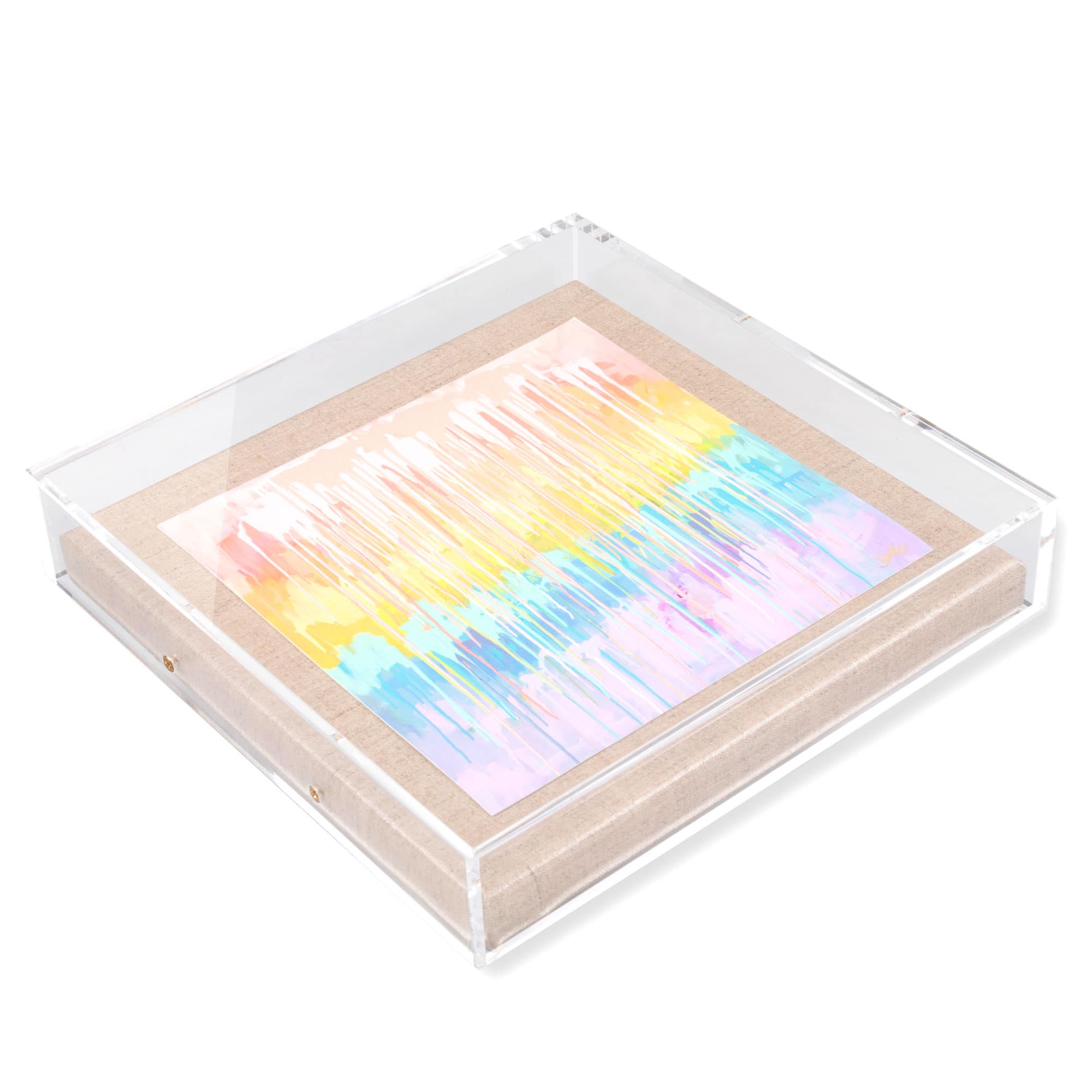 Wexel Art 2" Depth Clear UV Grade Acrylic Shadowbox with Beige Linen Stretched Canvas