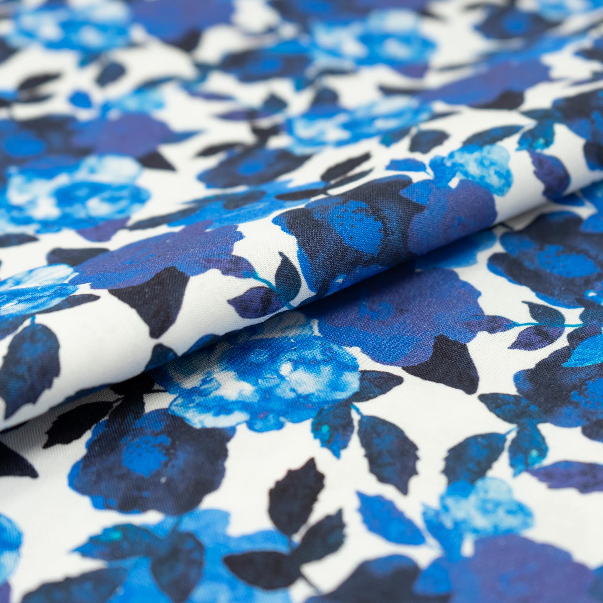 SINGER China Blue Batiks Floral Cotton Fabric