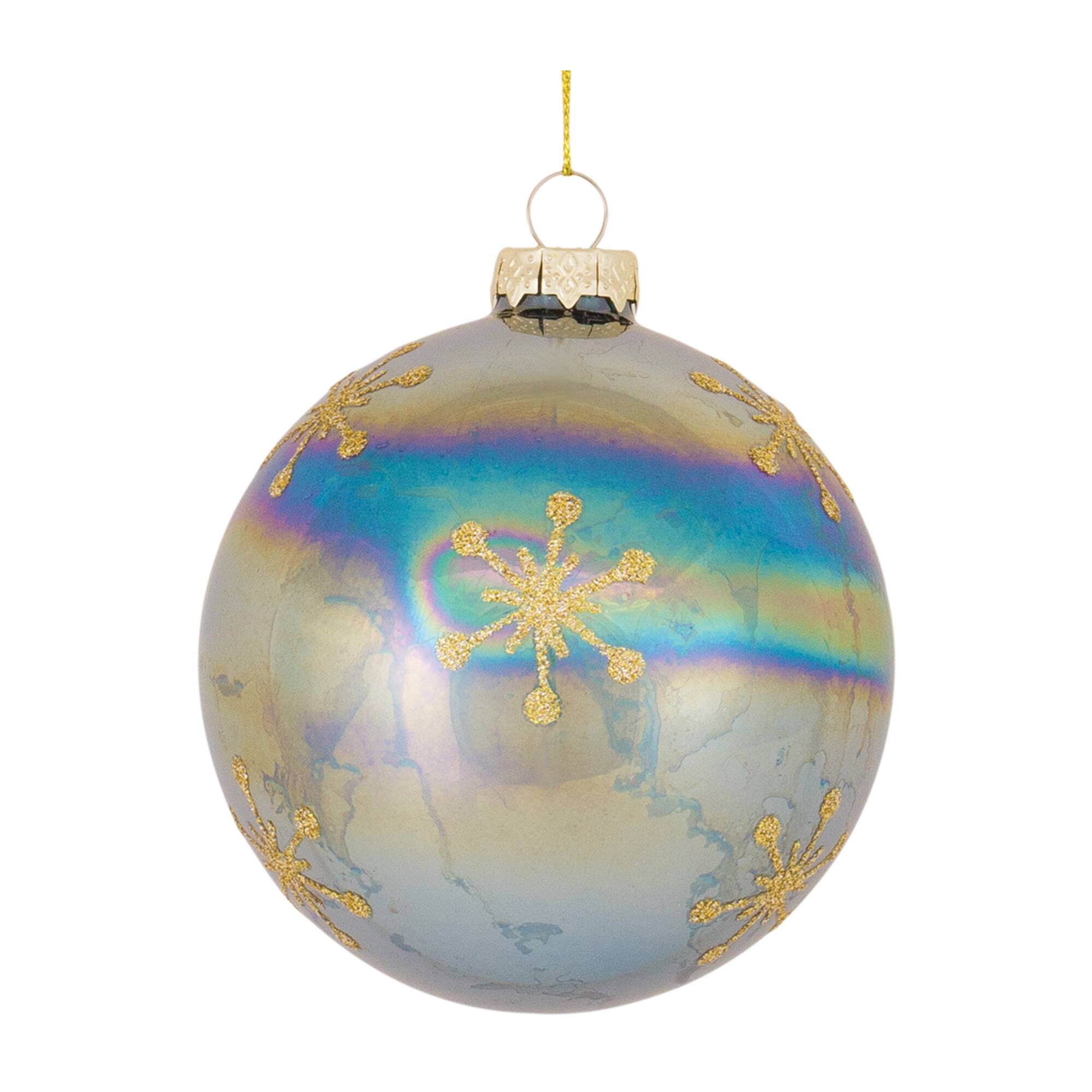 6ct. Iridescent Glass Snowflake Ornaments