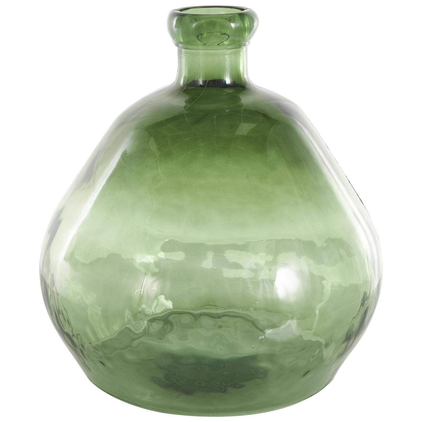 Green Recycled Glass Handmade Wide Ombre Spanish Bottle Vase