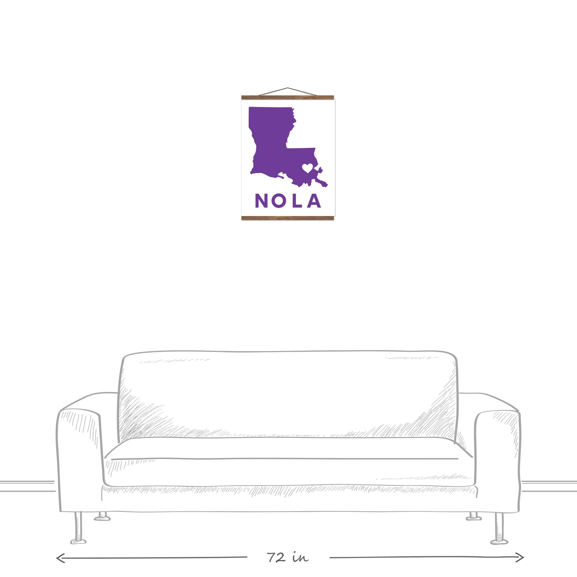 Large Nola State Teak Hanging Canvas