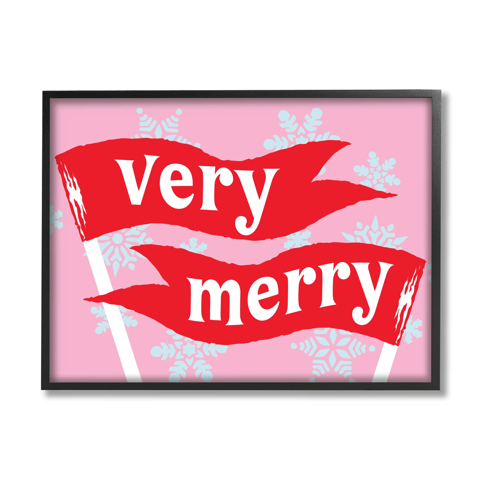 Stupell Industries Very Merry Bold Holiday Flags Framed Giclee Art