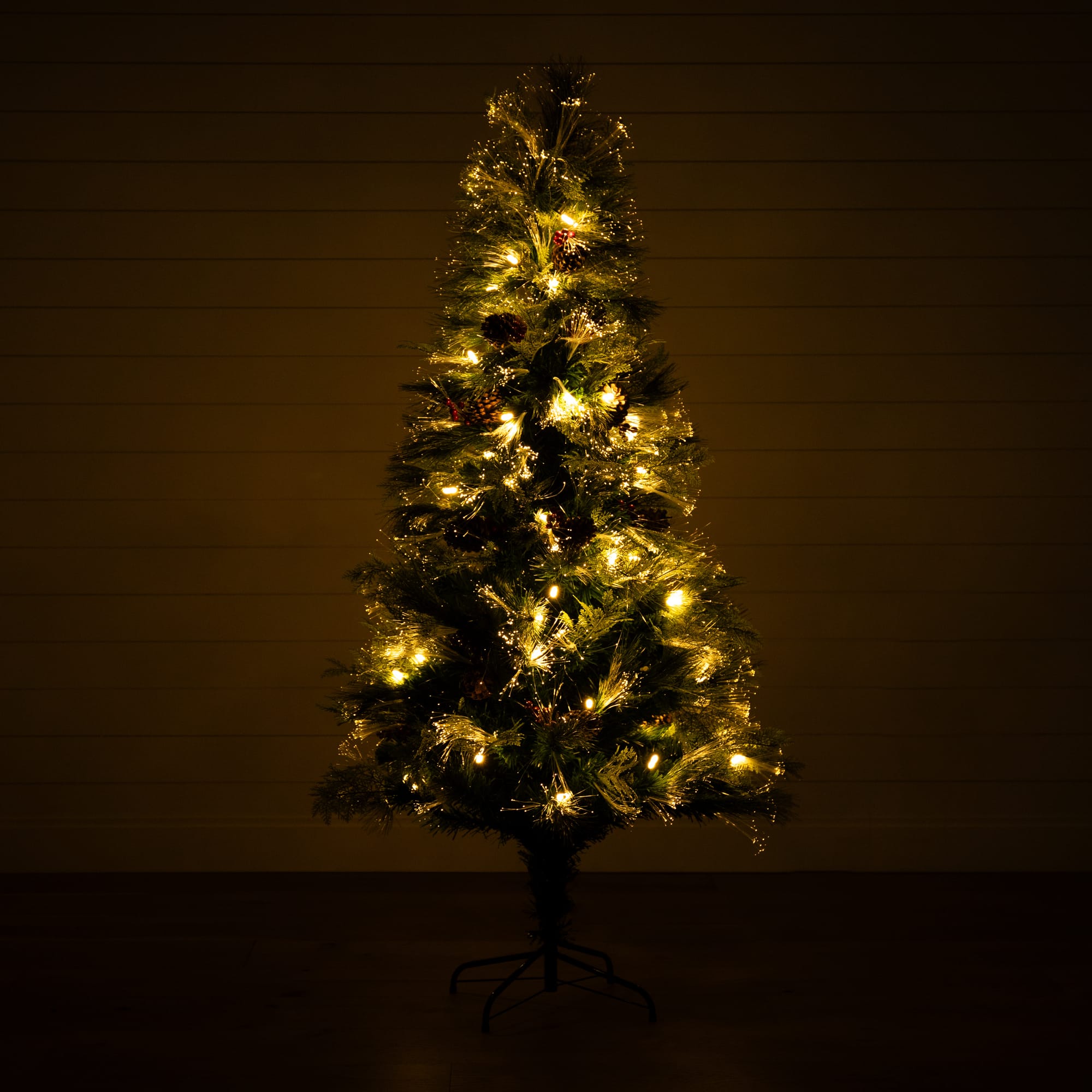 6ft. Fiber Optic Warm White LED Lights Artificial Christmas Tree
