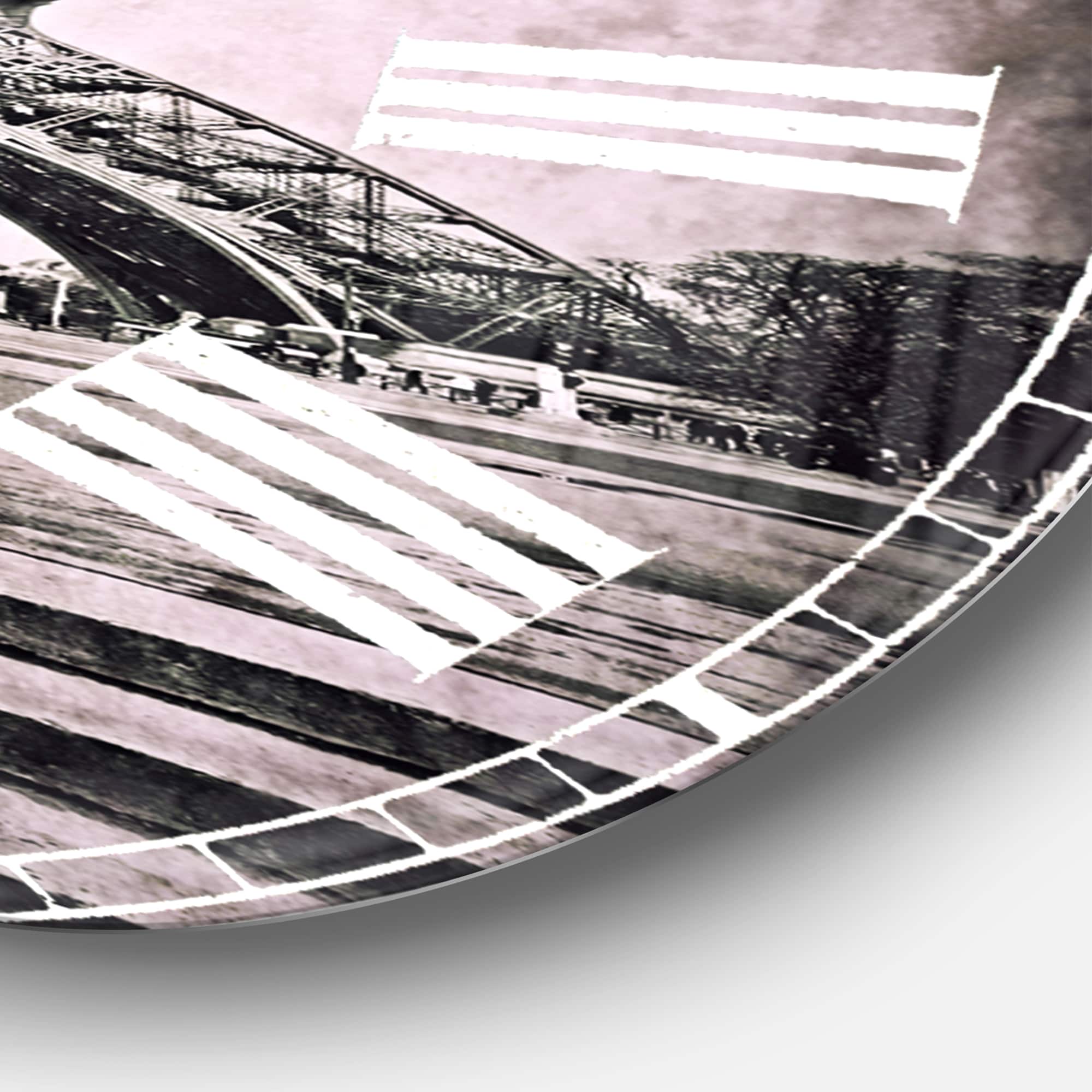 Designart 'Paris Eiffel Towerin Gray Shade French Country Wall Clock