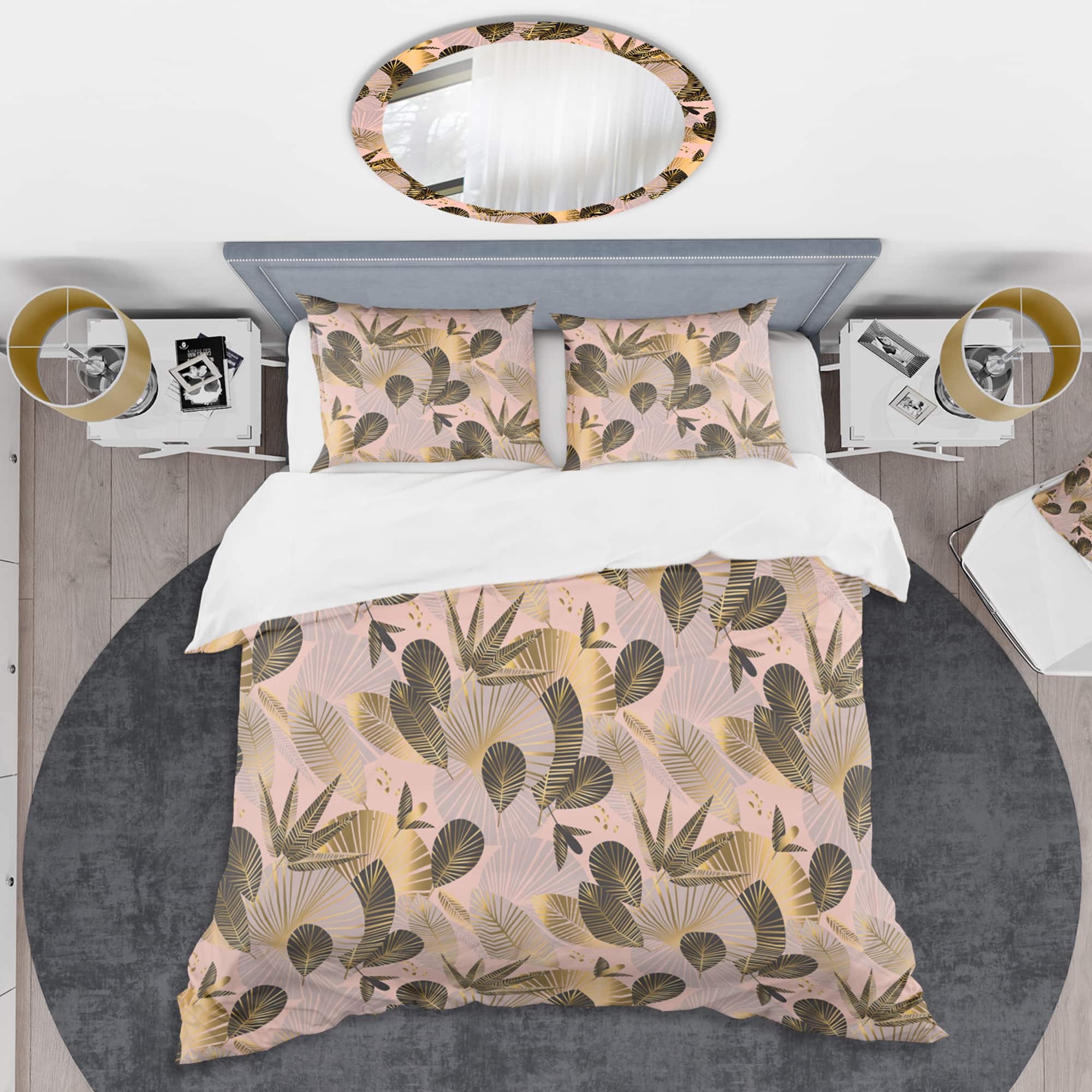 Designart 'Golden Foliage III' Mid-Century Duvet Cover Set
