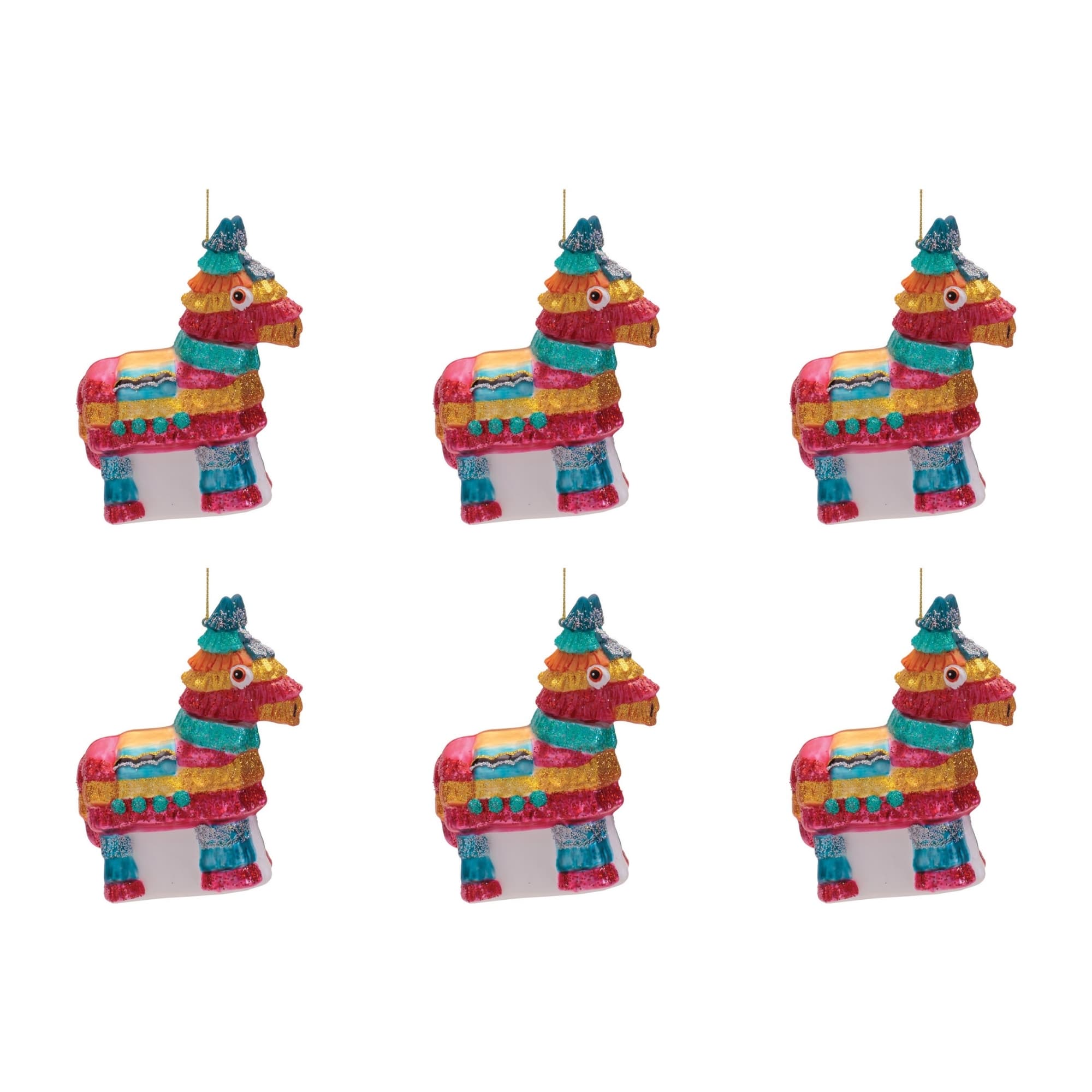 Melrose 4.25" Pinata Glass Ornaments, 6ct.