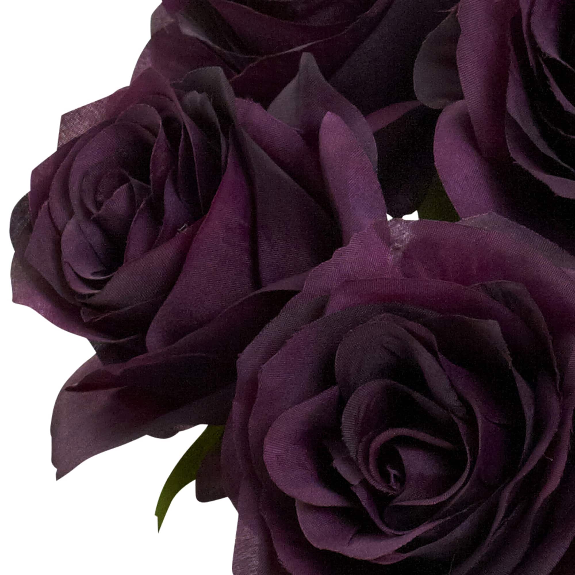 11" Purple Rose Arrangement with Clear Glass Vase