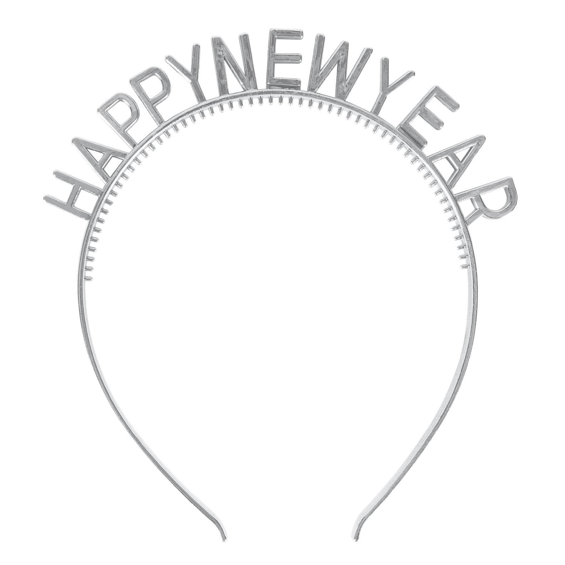 Beistle Adult Silver Happy New Year Headbands, 4ct.
