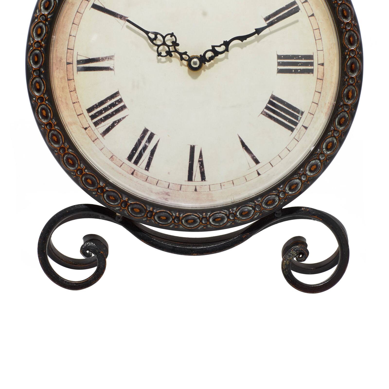 17" Brown Metal Rustic Clock