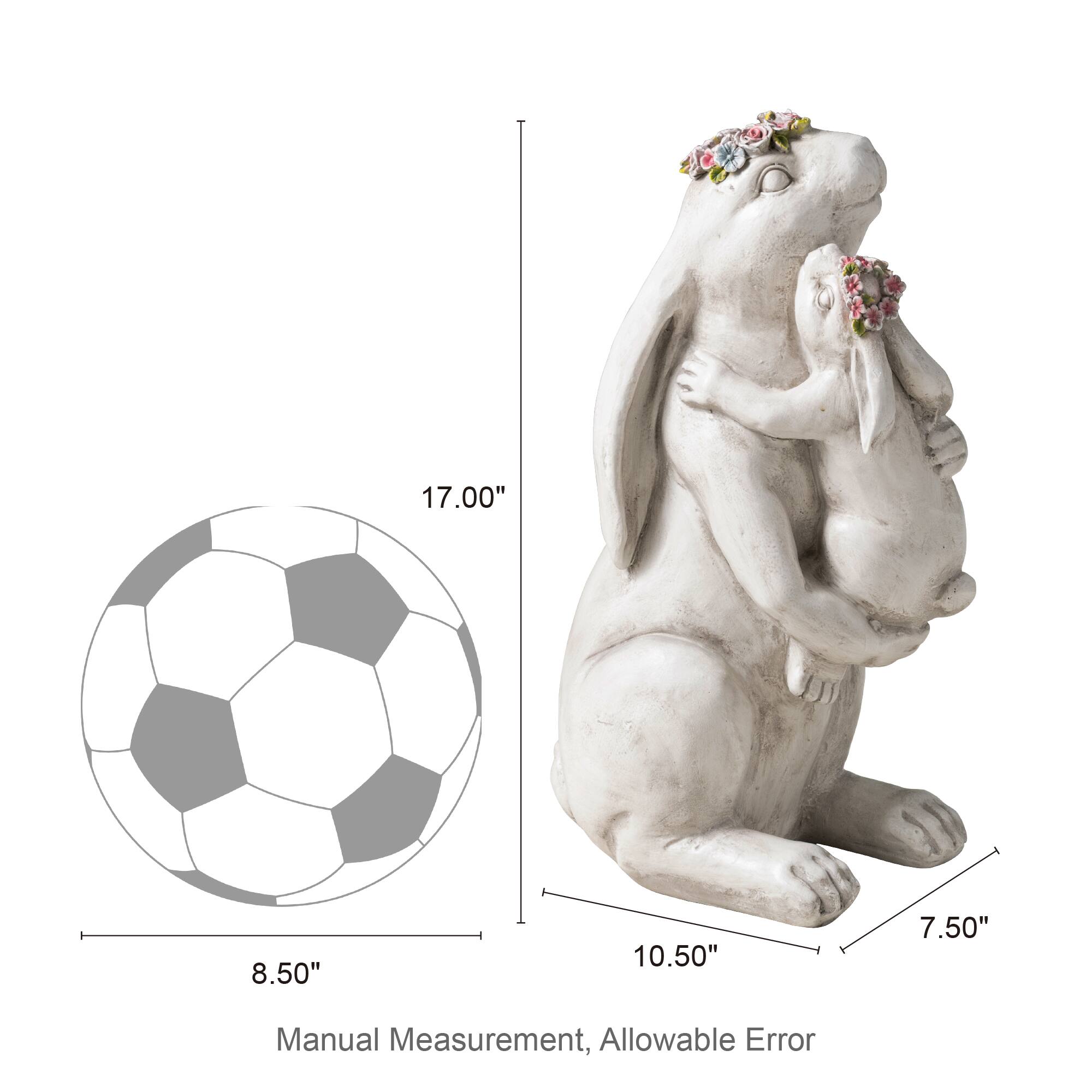 Glitzhome® 17" MGO Hugging Mom and Baby Rabbit Statue