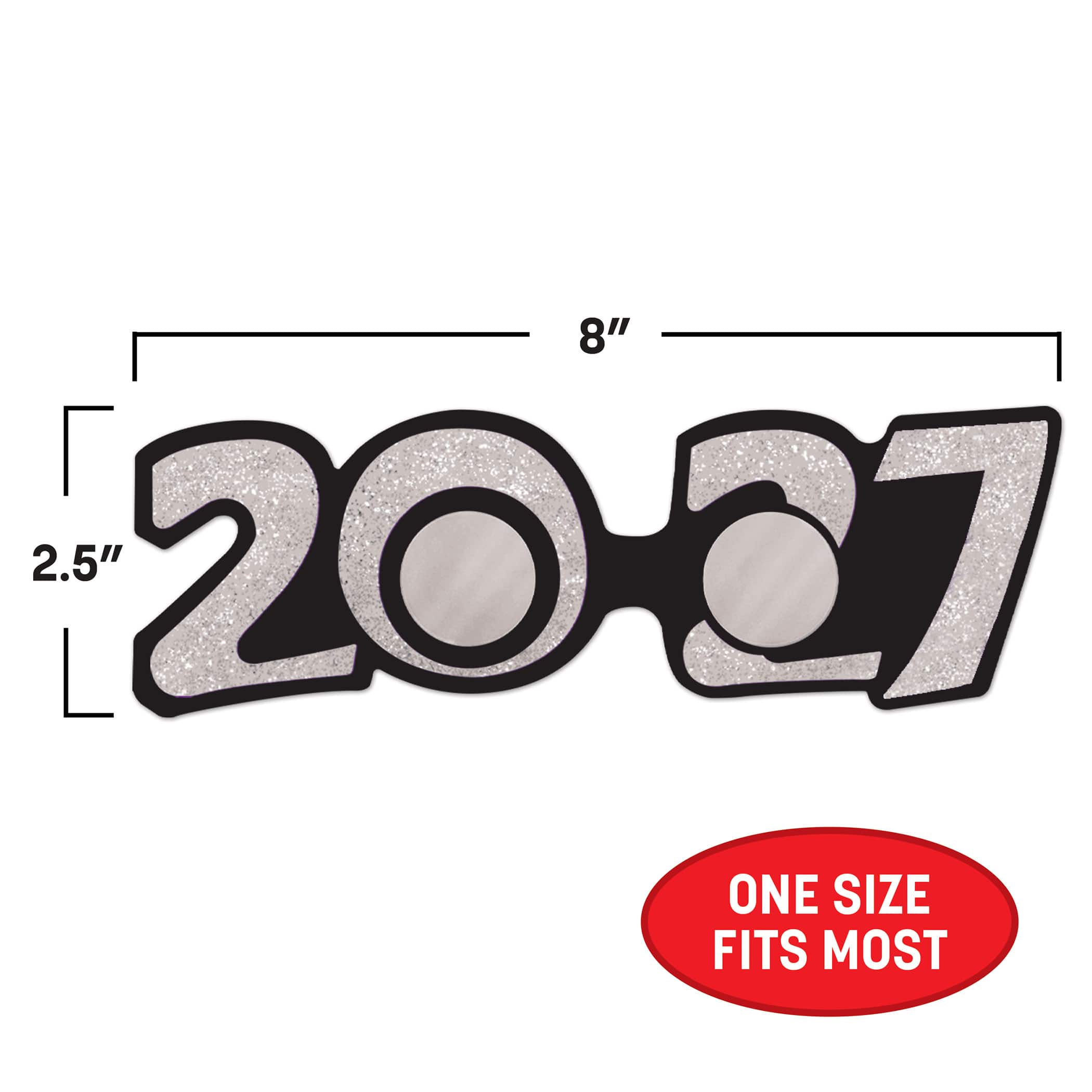 Beistle 2.5" x 8" 2027 Glittered Plastic Eyeglasses, 2ct.