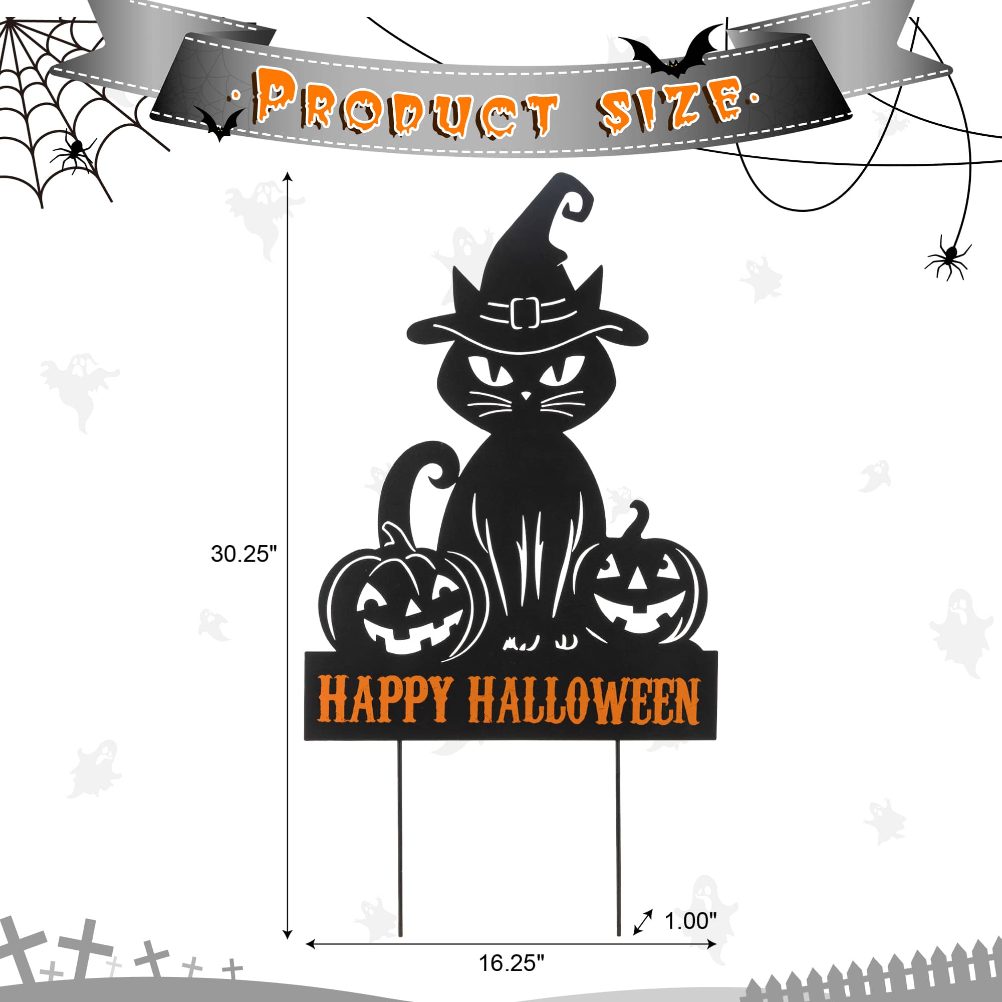 Glitzhome® 30.25" Halloween Metal Silhouette Cat Yard Stake