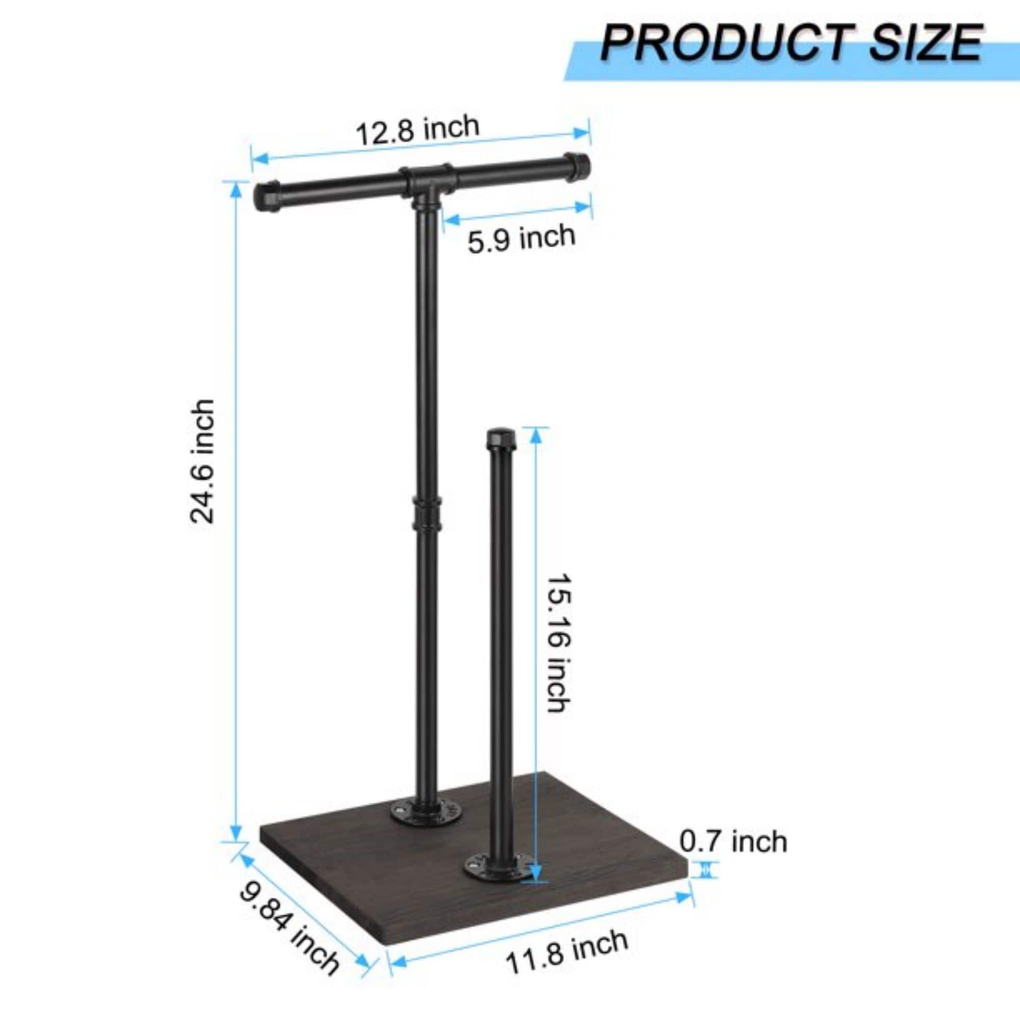 NEX™ Freestanding Iron Pipe Toilet Paper Holder with Solid Wood Base