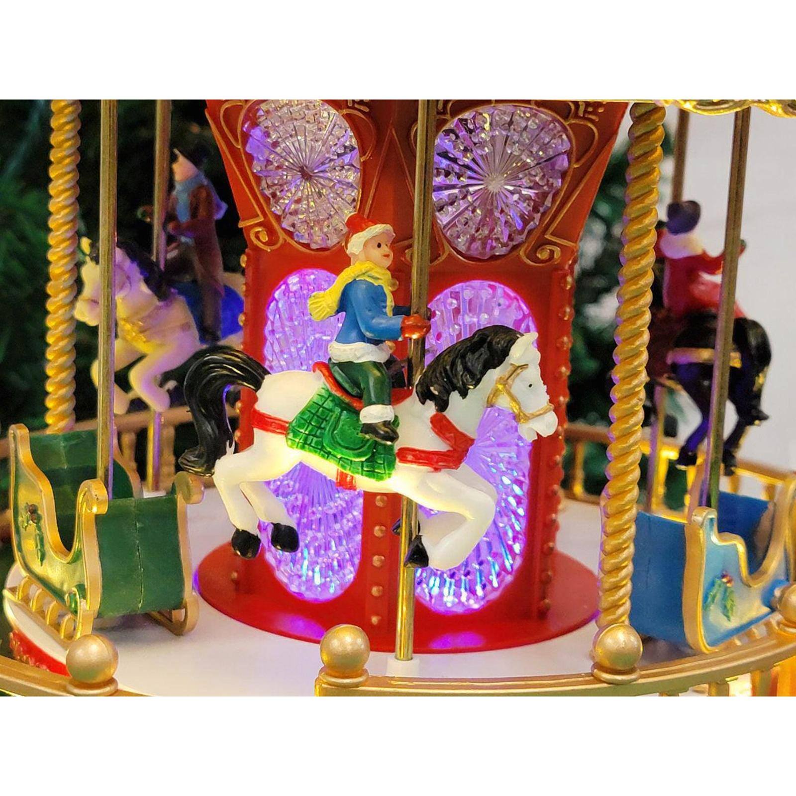 20" Christmas Village Carousel Decoration
