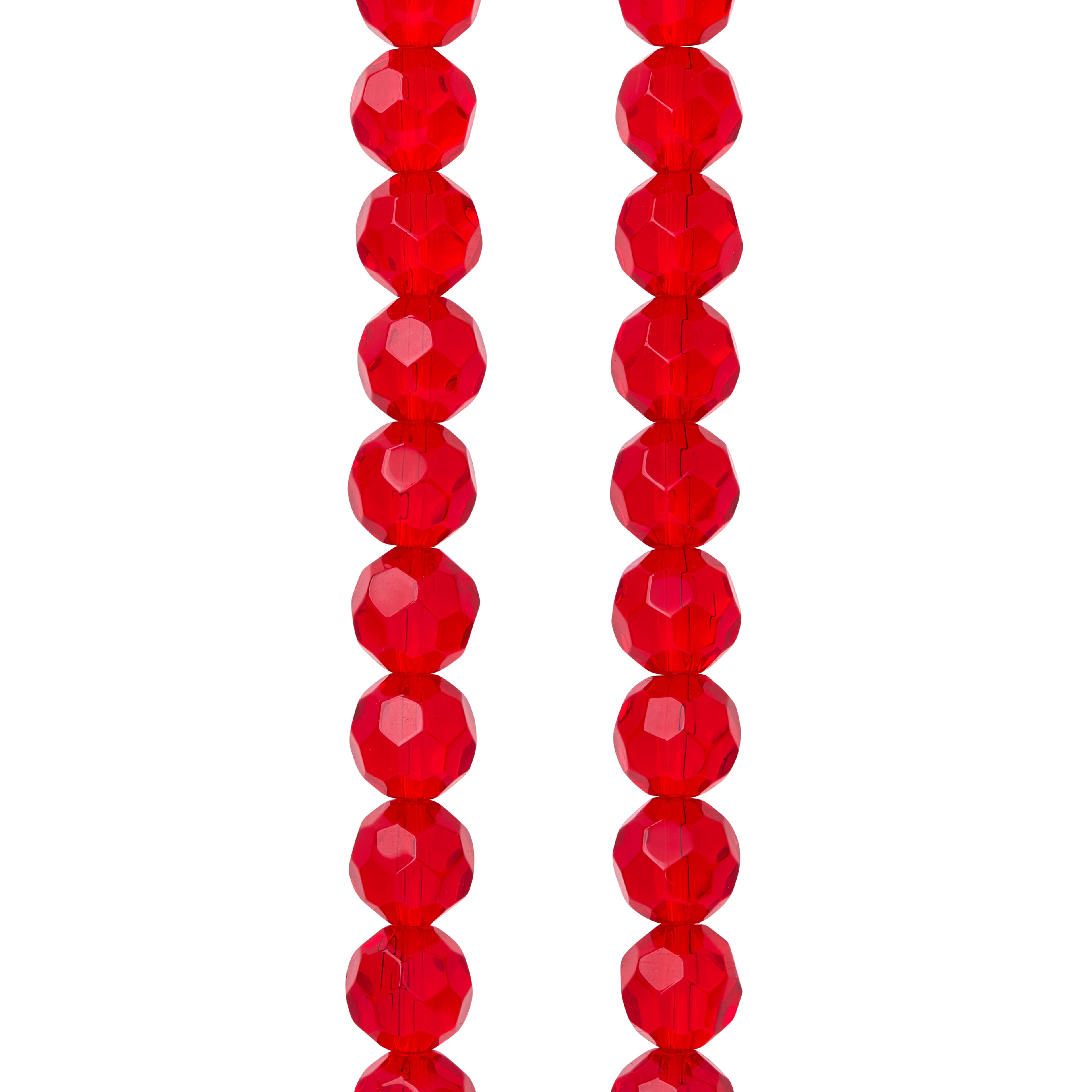 Ruby Faceted Glass Round Beads, 10mm by Bead Landing™
