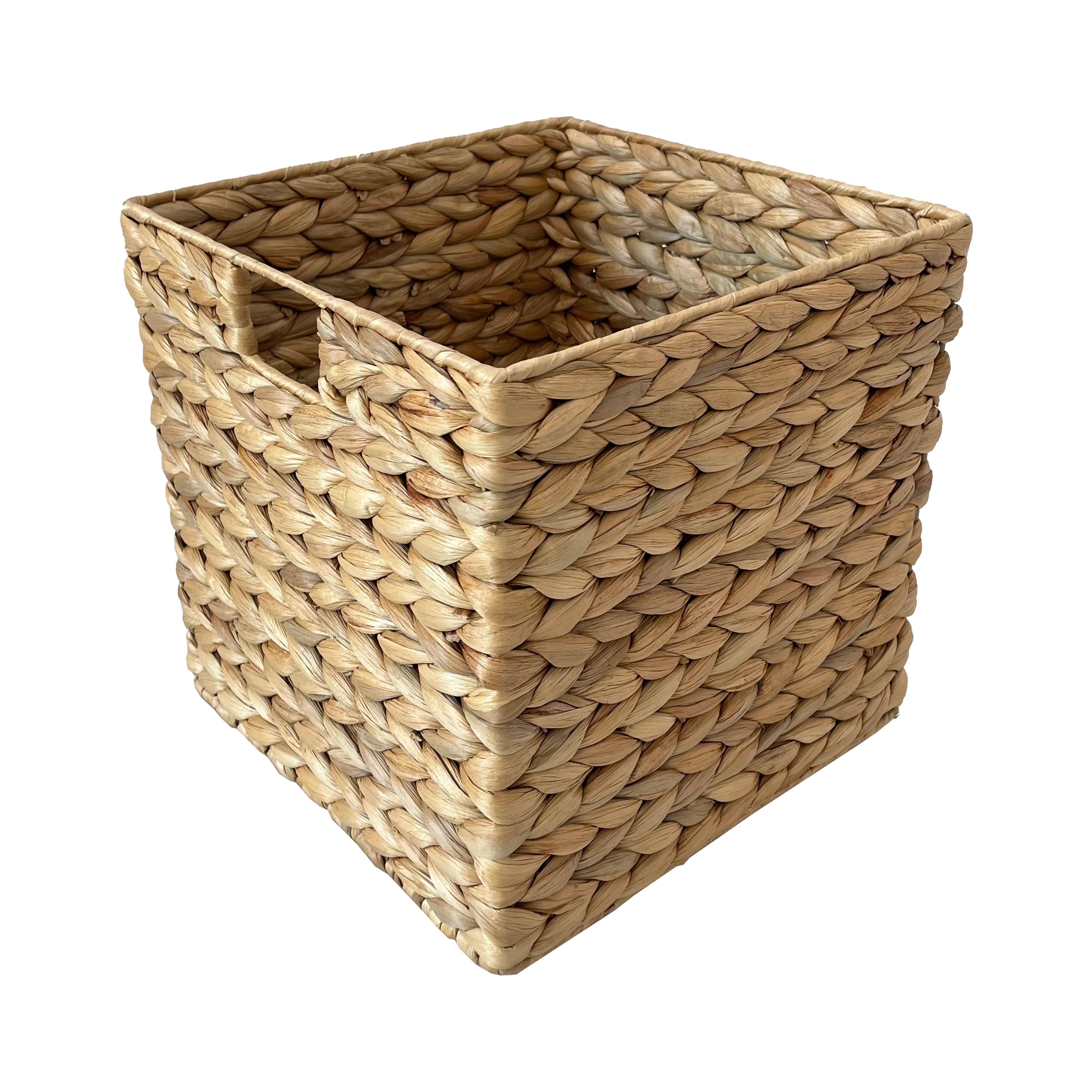 8 Pack: Small Natural Woven Water Hyacinth Cube Basket by Ashland®