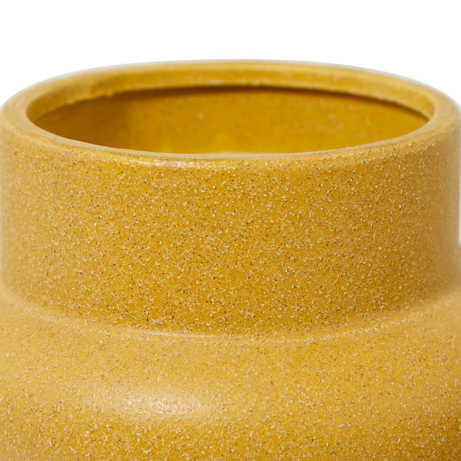 CosmoLiving by Cosmopolitan Yellow Ceramic Vase with Ring Ribbing Set of 2 16", 12"