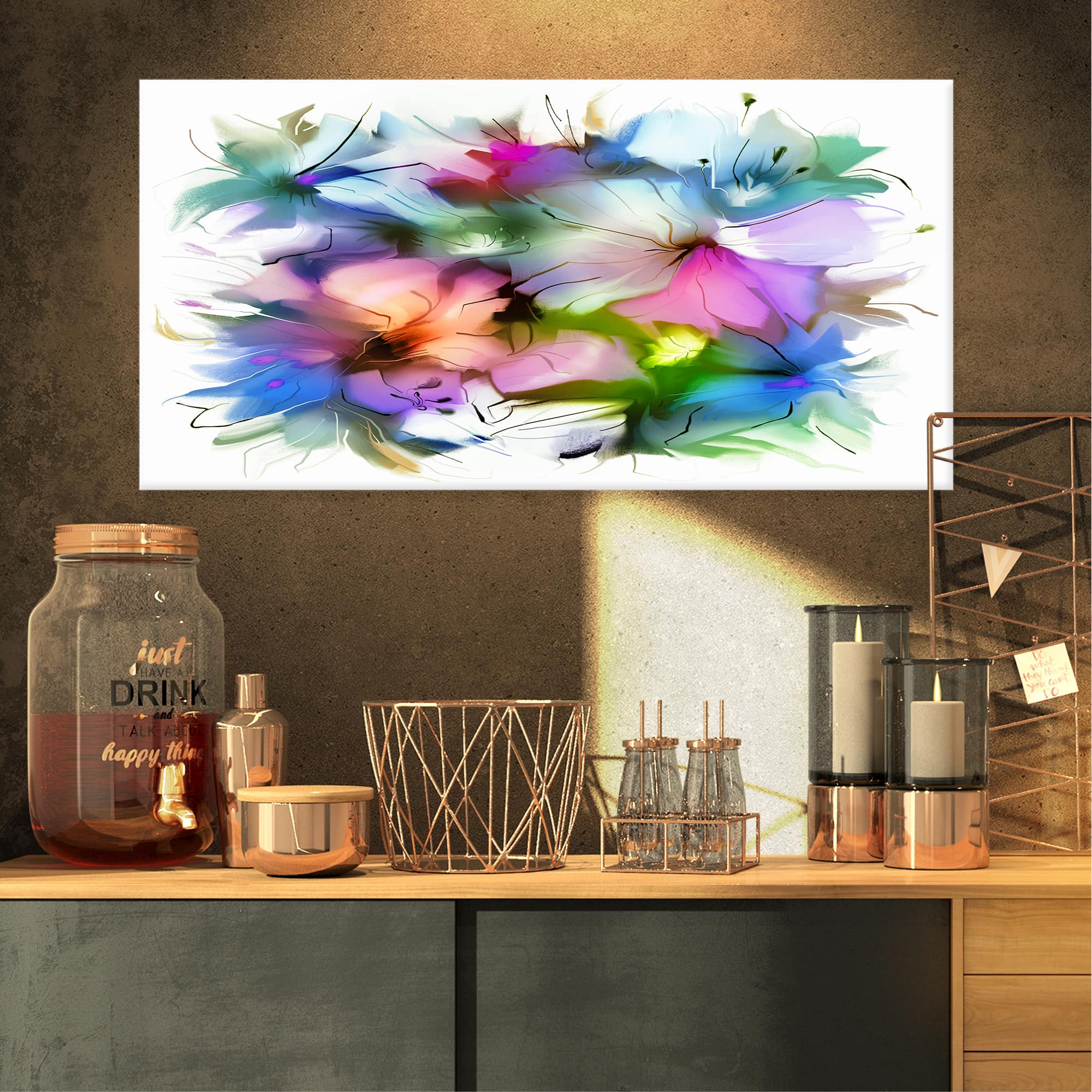 Designart - Watercolor Floral Bouquet - Extra Large Floral Wall Art