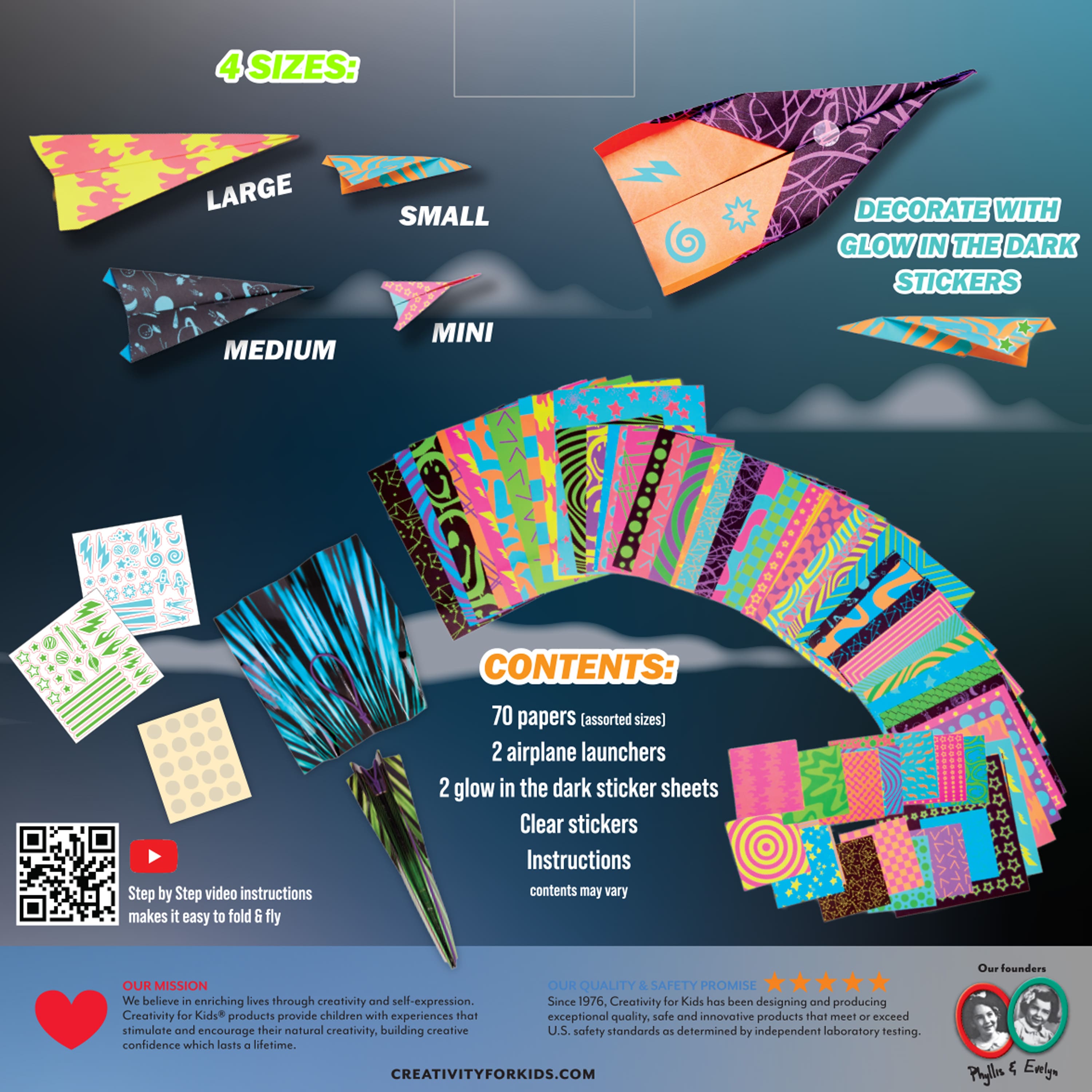 Creativity for Kids® Stunt Squadron™ Neon Glow Paper Airplane Kit