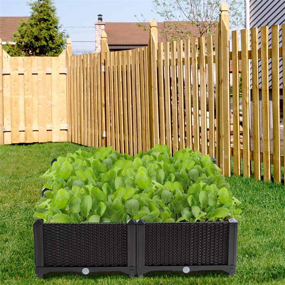 Costway 16" x 17.5" Black & Brown Raised Garden Planter Boxes, 4ct.