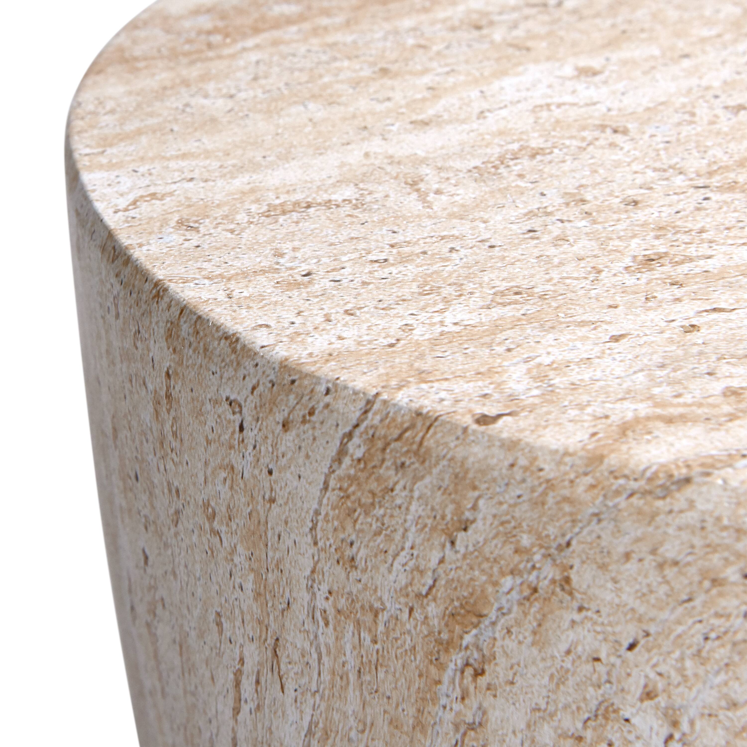 Empire Art Direct 18" Tapered Travertine Stone Finish MGO Side Accent Table