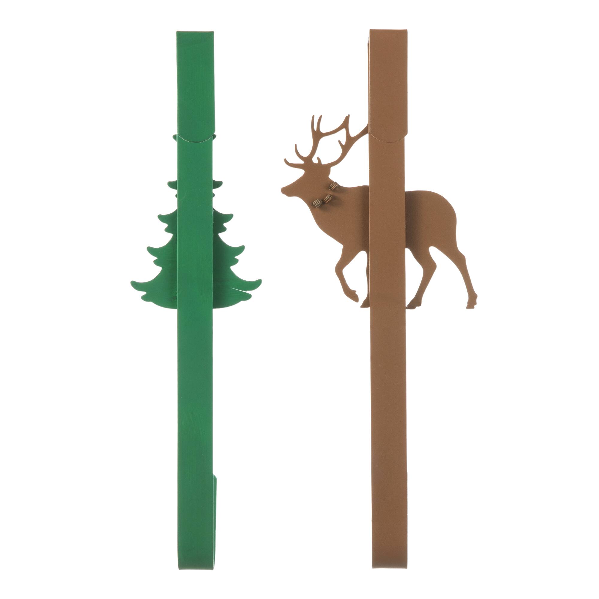 Glitzhome® 14" Christmas Metal Tree & Reindeer Wreath Hanger Set