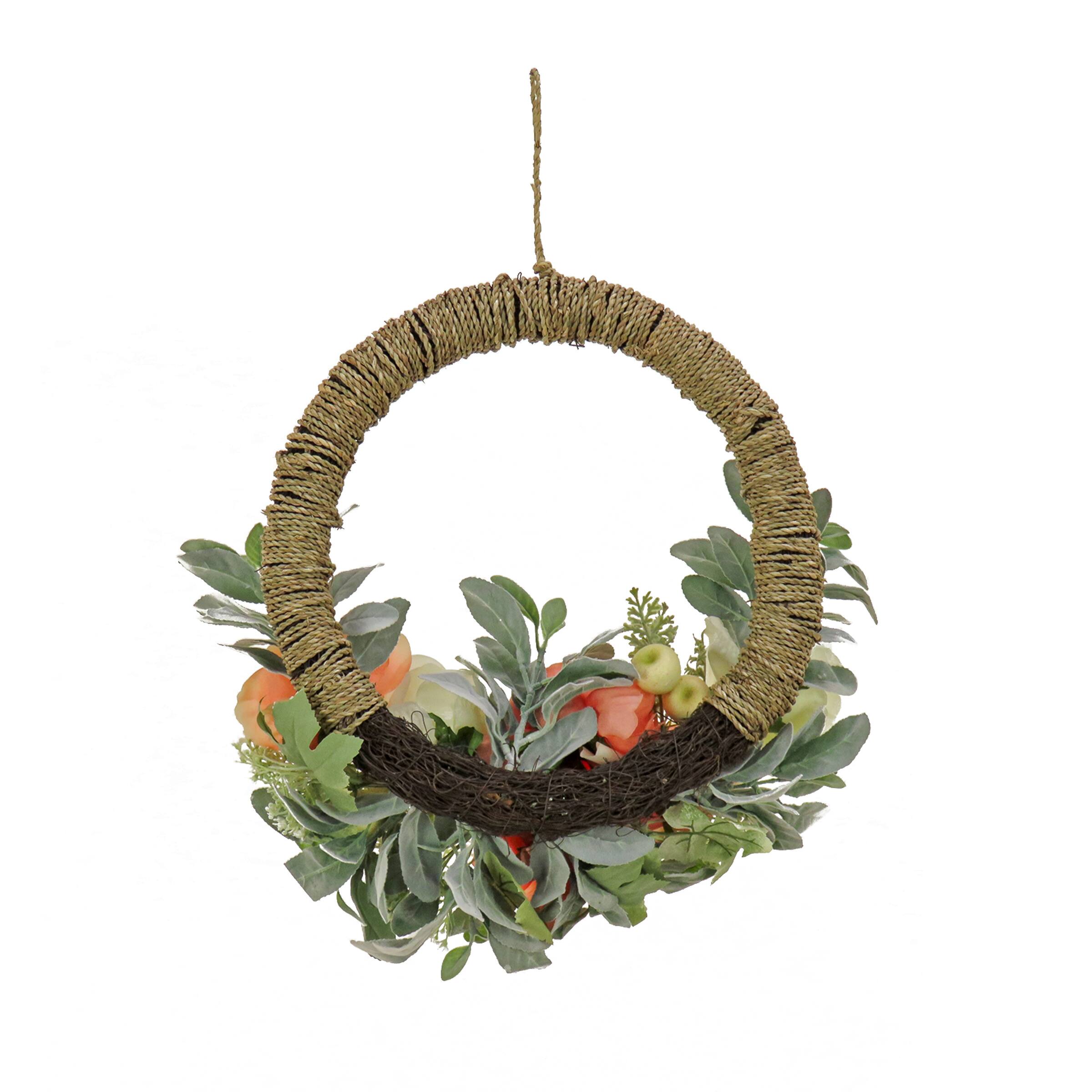 20" Spring Peony, Rose, & Lamb’s Ear Hoop Wreath