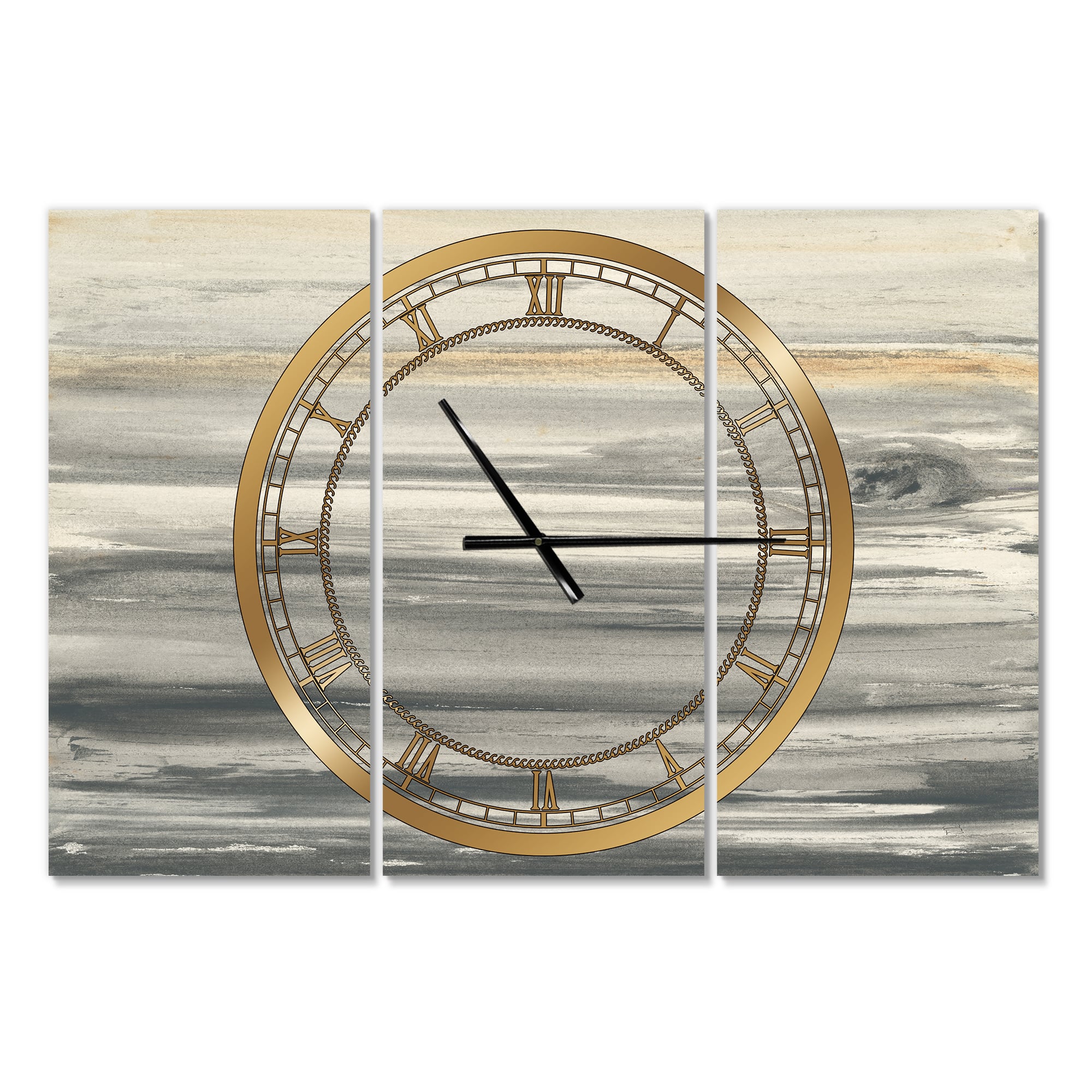 Designart 'Watercolor Colorfields Ii Modern Multipanel Wall Clock