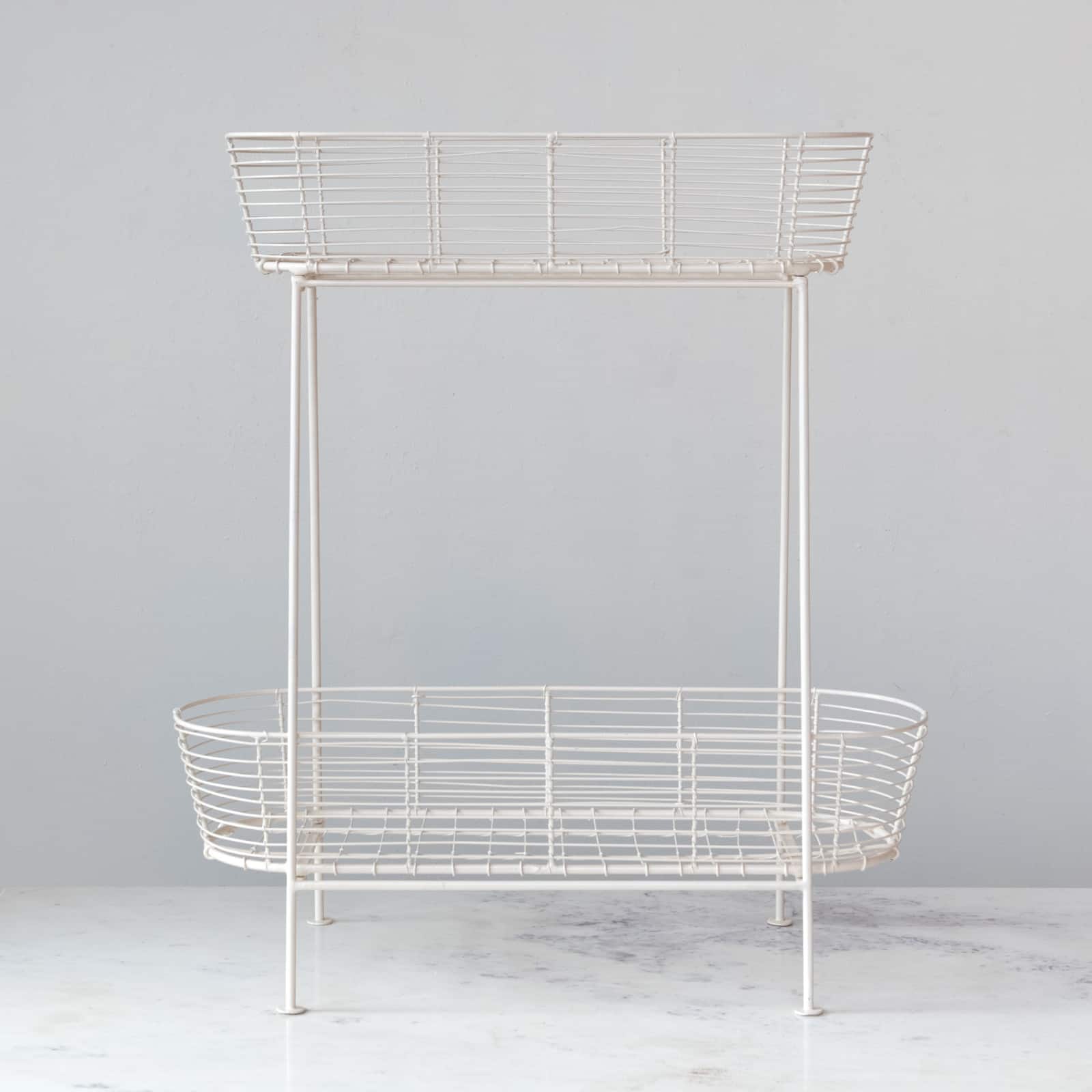 Serenity Metal Wire Plant Stand, Cream