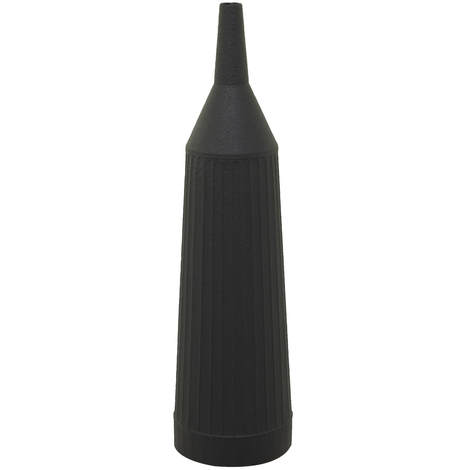 Black Metal Grooved Vase 8" x 8" x 30"