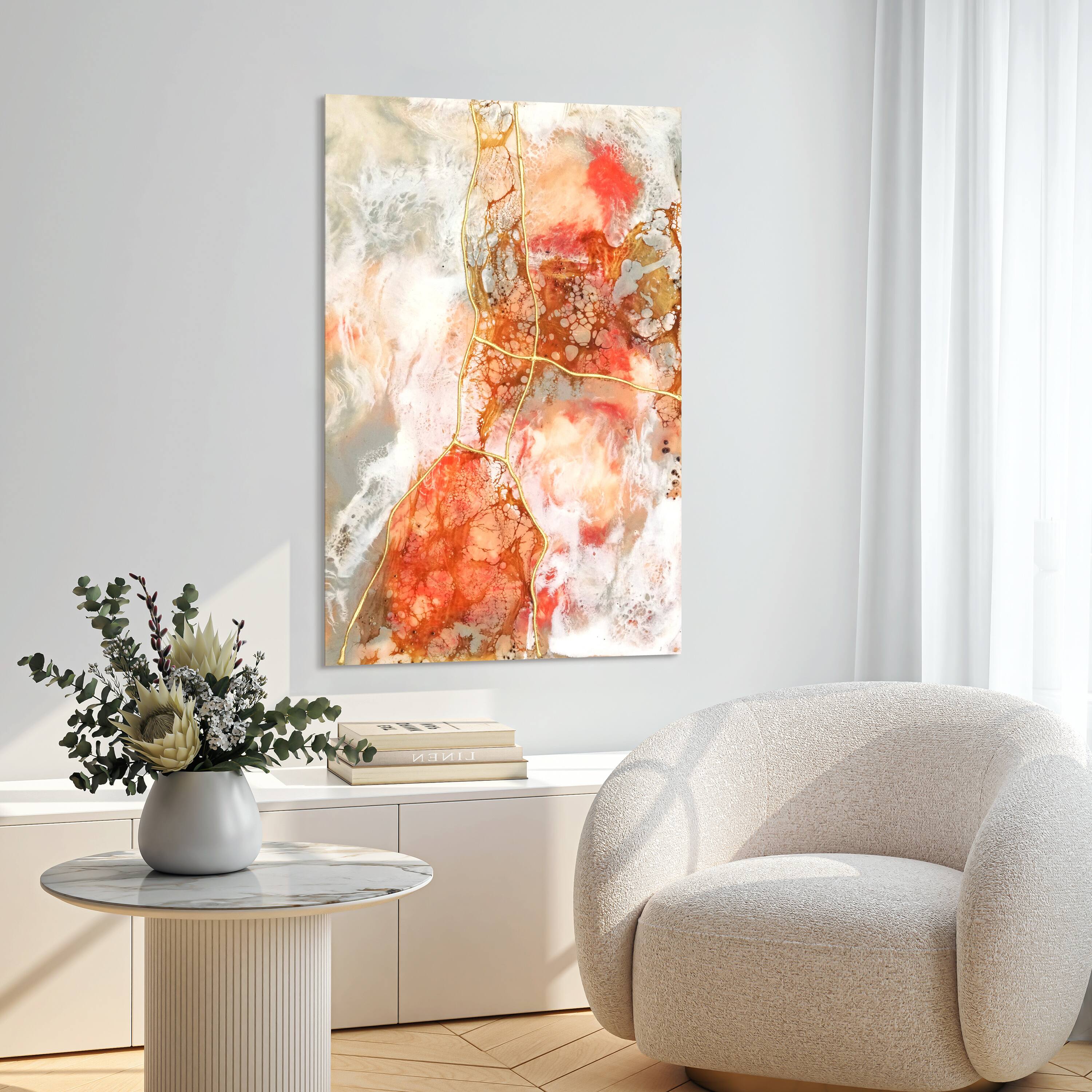 Empire Art Direct 48" x 32" Coral Lace II Frameless Free Floating Printed Tempered Art Glass Wall Art