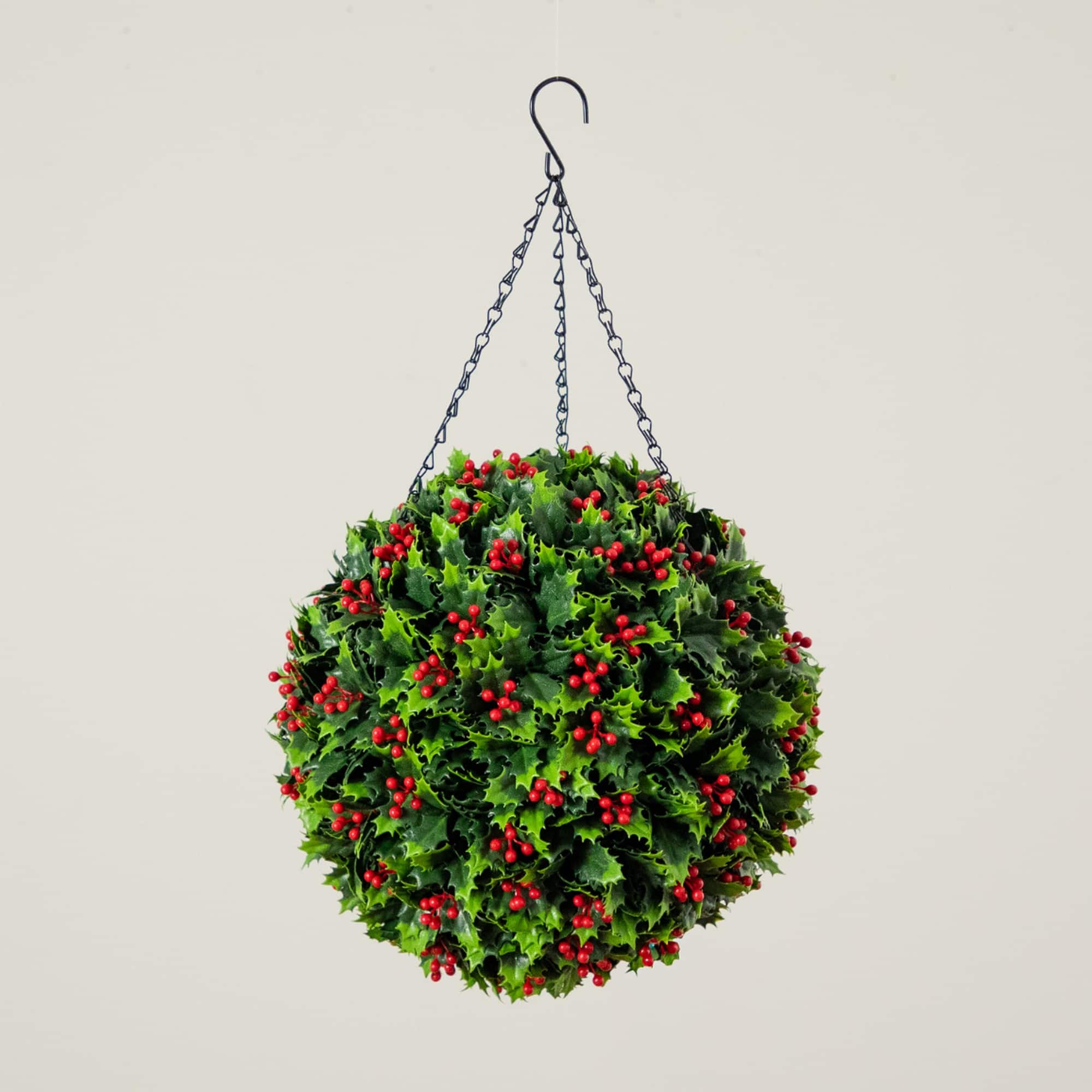 Nearly Natural UV Resistant Artificial Holly Berry Christmas Hanging Ball