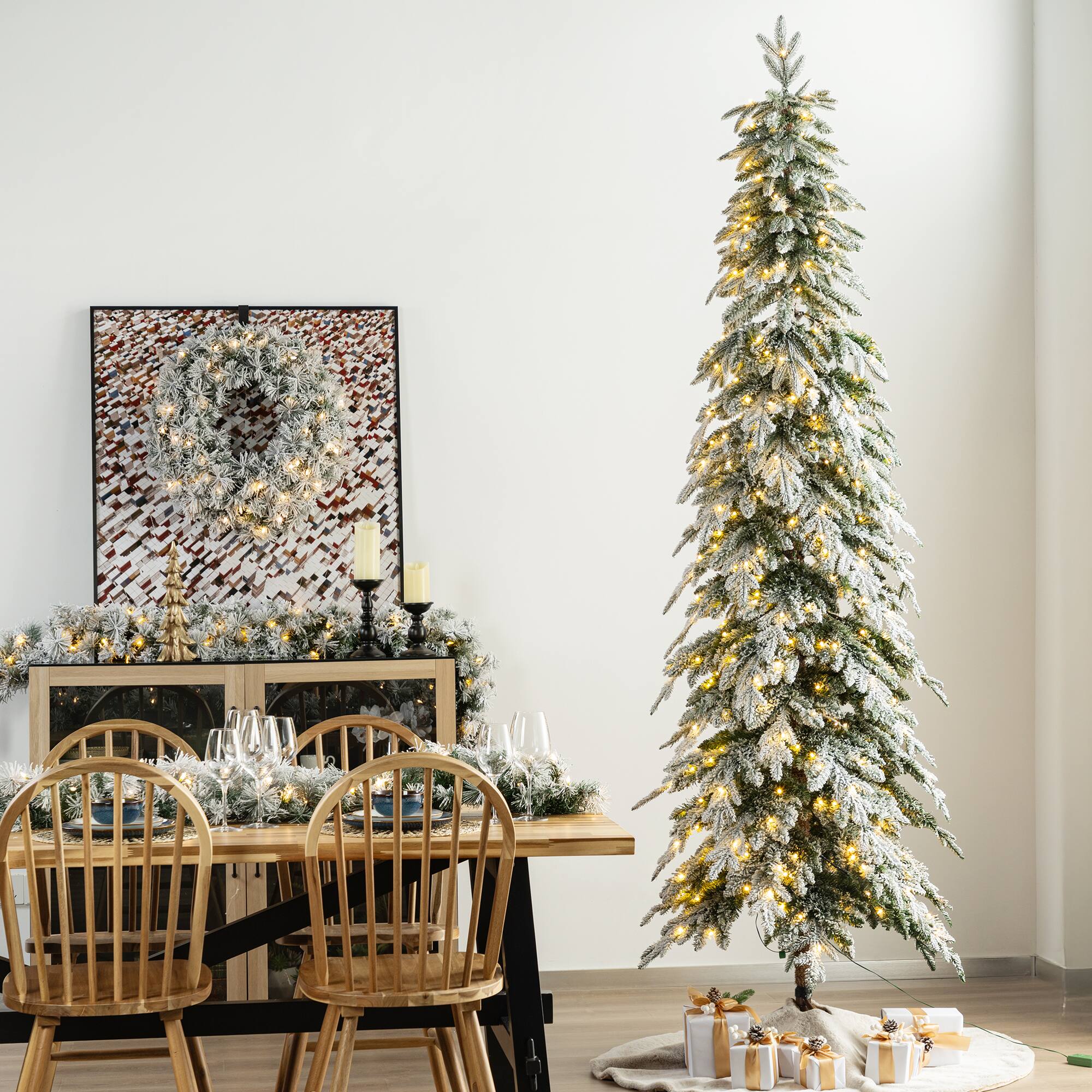 9ft. Pre-Lit Spruce Artificial Christmas Tree, Warm White LED Lights