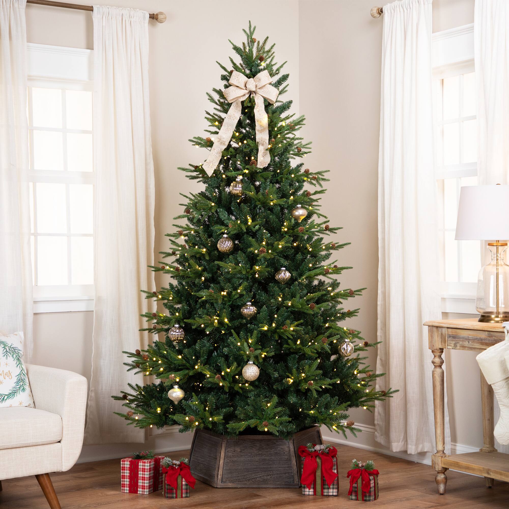 6.5ft. Pre-Lit Real Touch™ Shenandoah Pine Artificial Christmas Tree with Pinecones, Warm White LED Lights