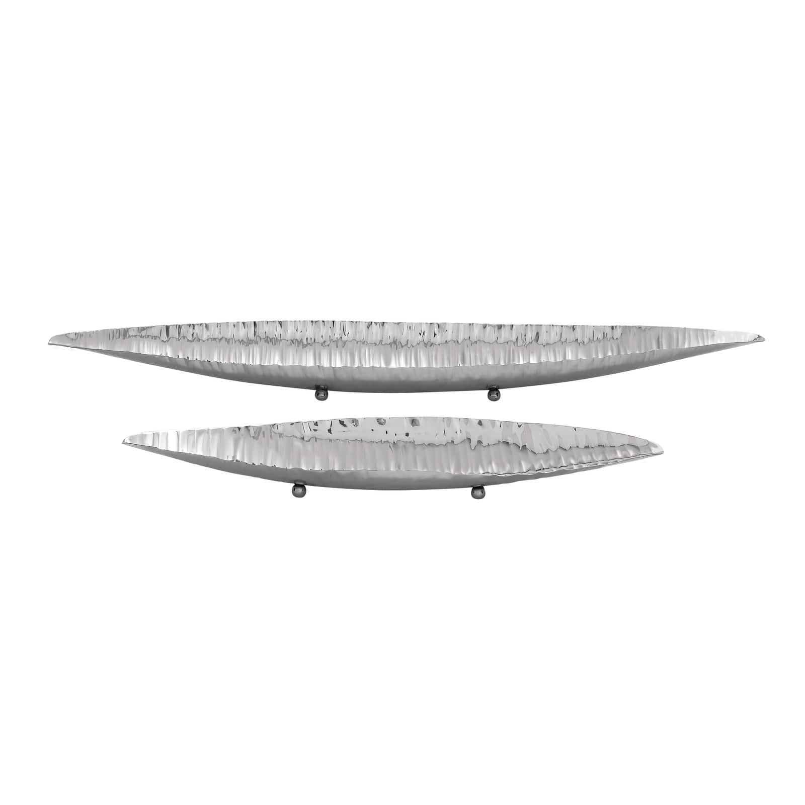 Silver Stainless Steel Modern Decorative Flat Bowl Set
