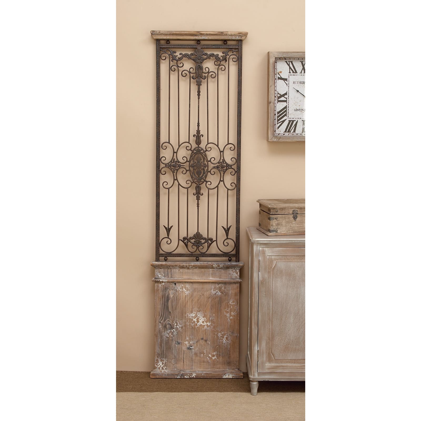 71" Brown Rustic Ornamental Wood & Metal Wall Décor