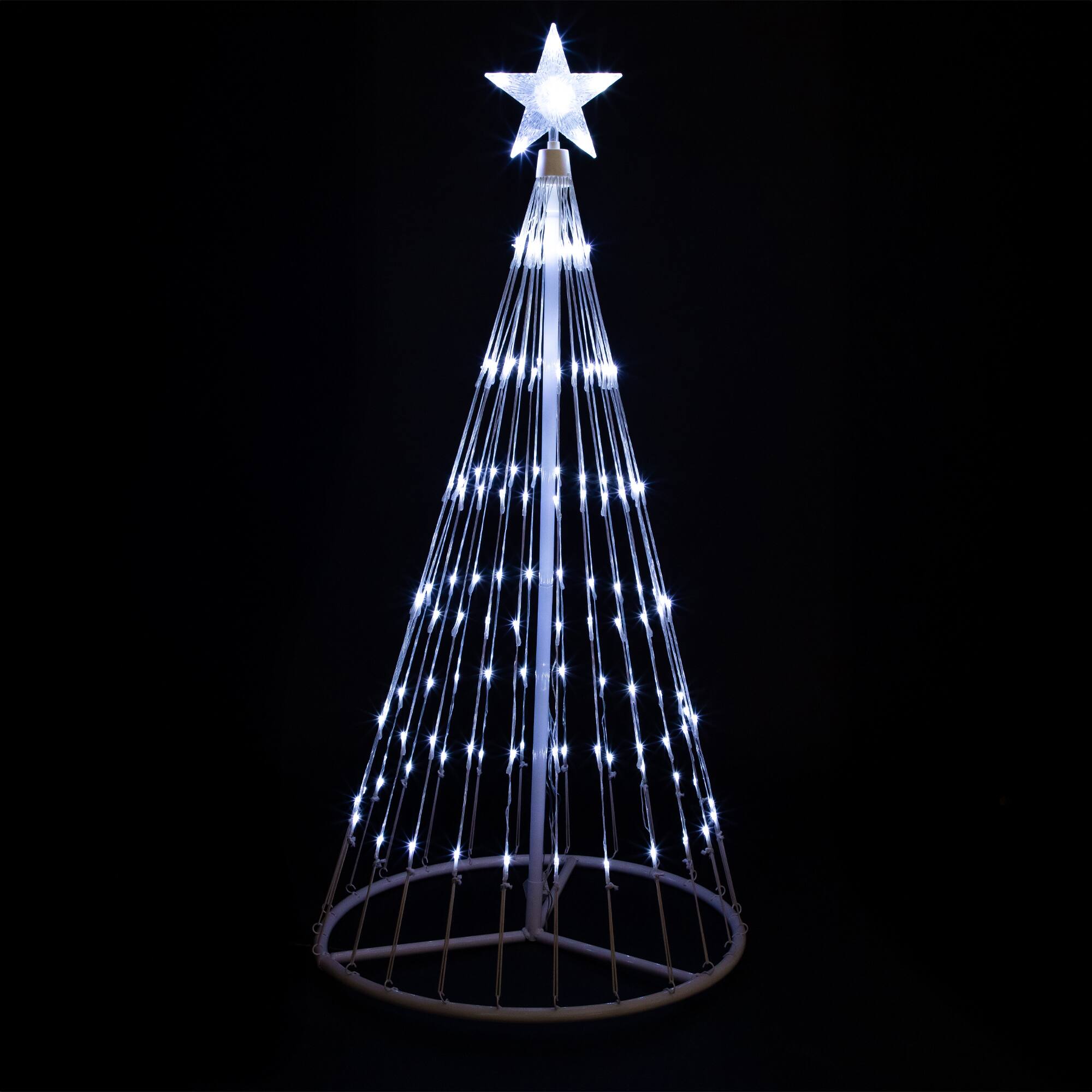 48" White LED Lighted Show Cone Outdoor Christmas Tree