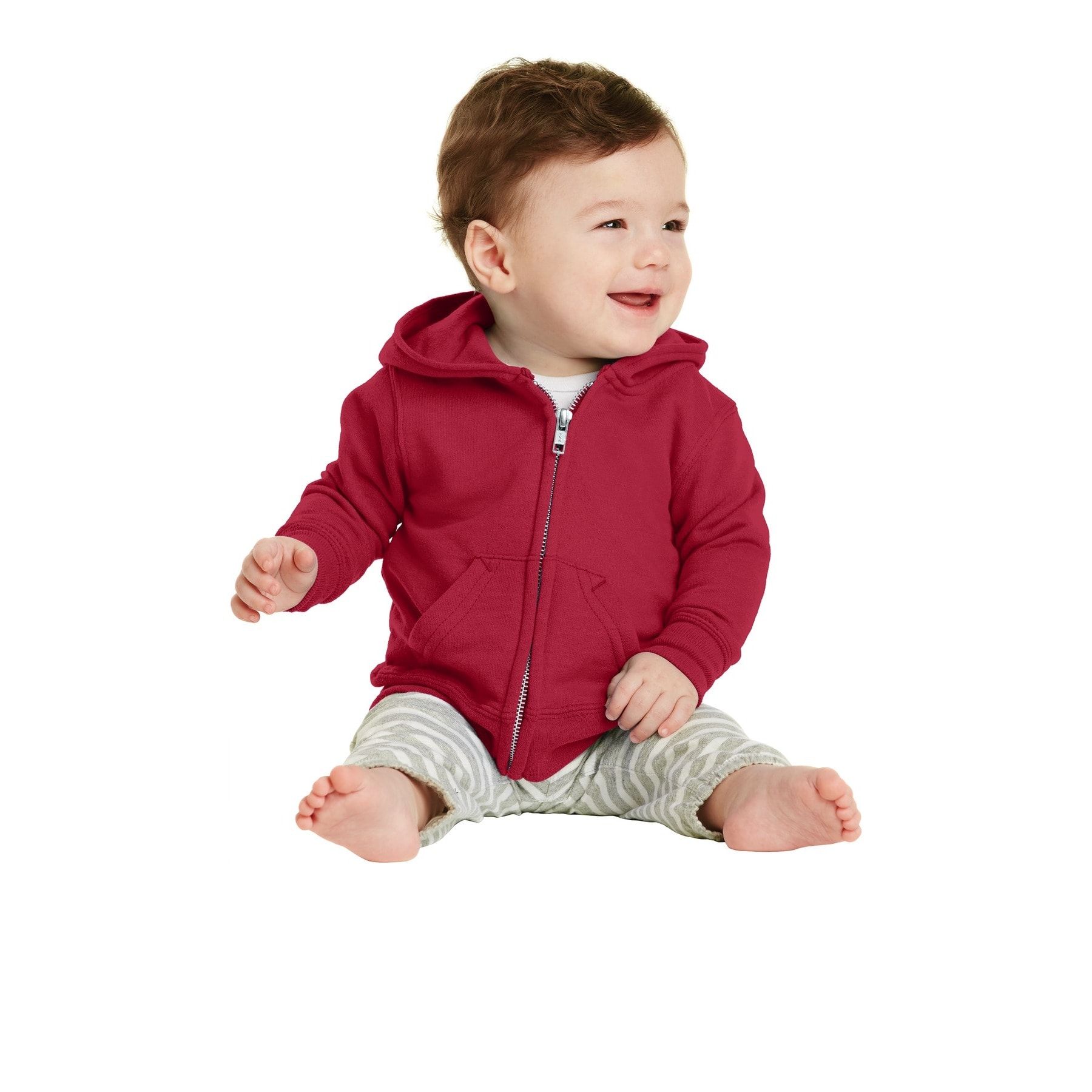 Port & Company® Core Fleece Full-Zip Hooded Infant Sweatshirt