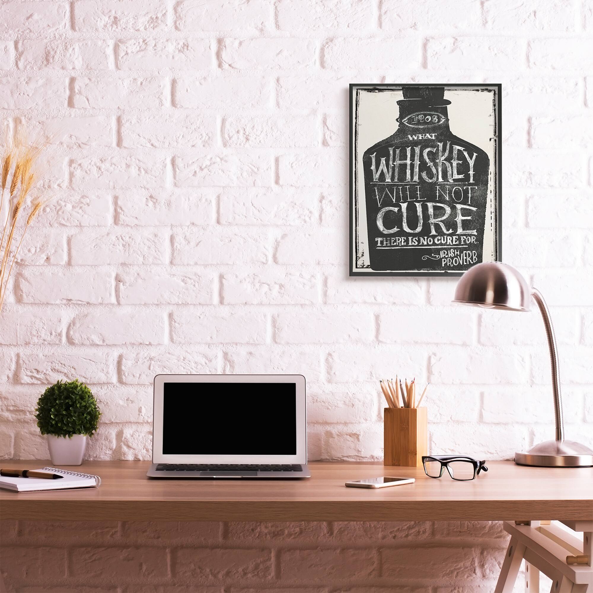 Stupell Industries Distressed Rustic What Whiskey Won't Cure Phrase in Frame Wall Art