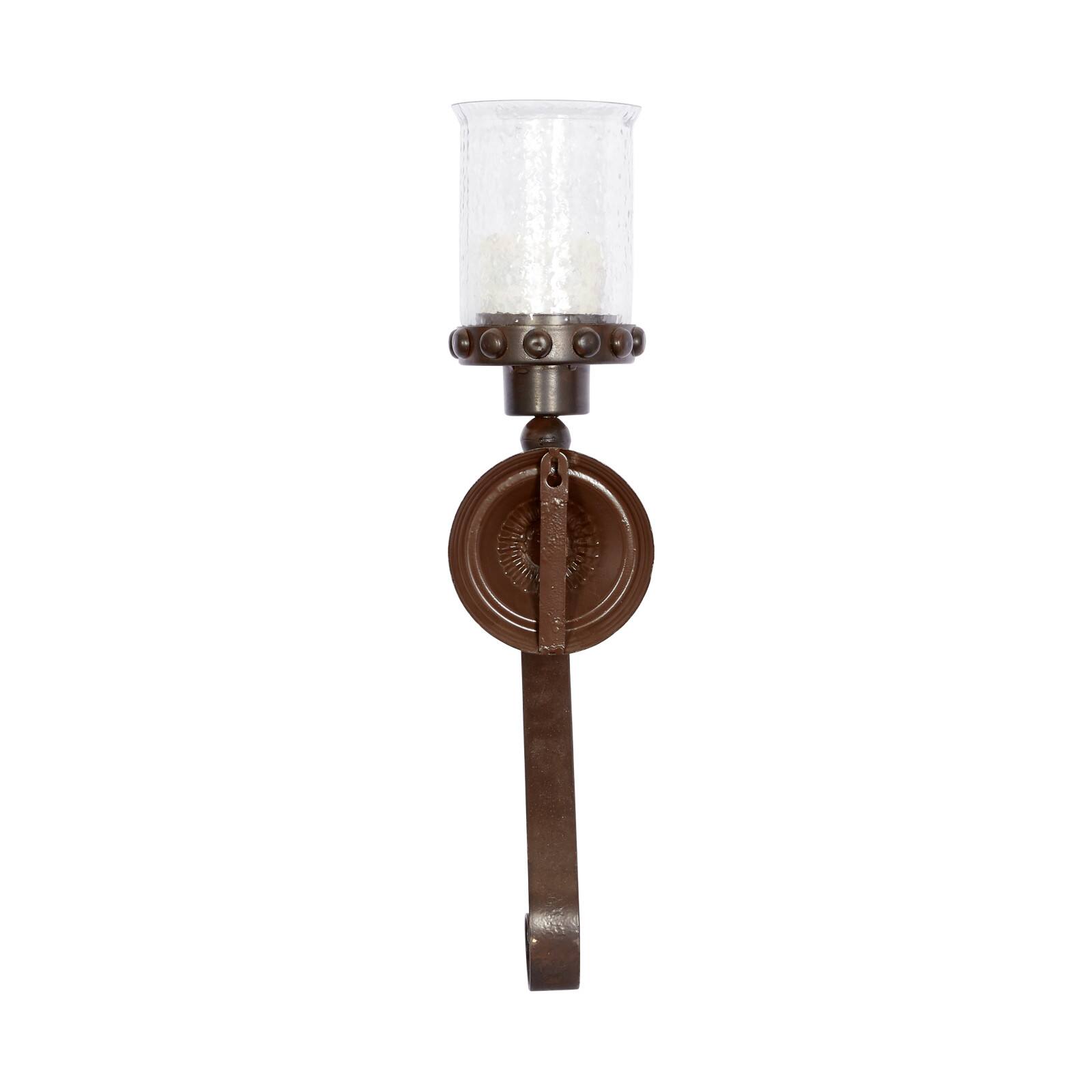 20" Brown Iron Traditional Candle Wall Sconce
