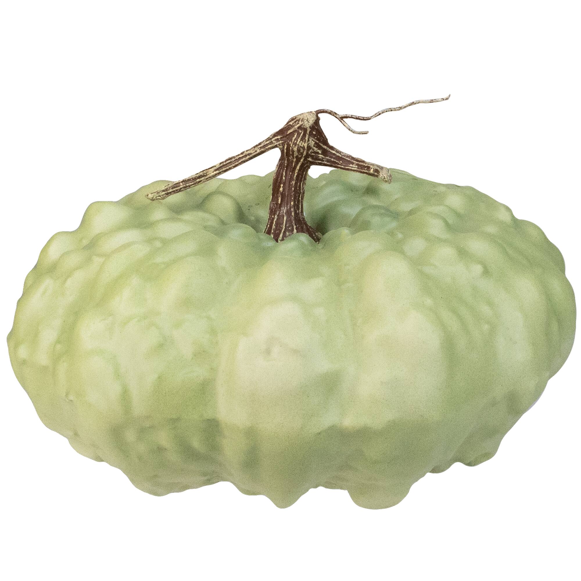 10.5" Green Textured Pumpkin Tabletop Décor