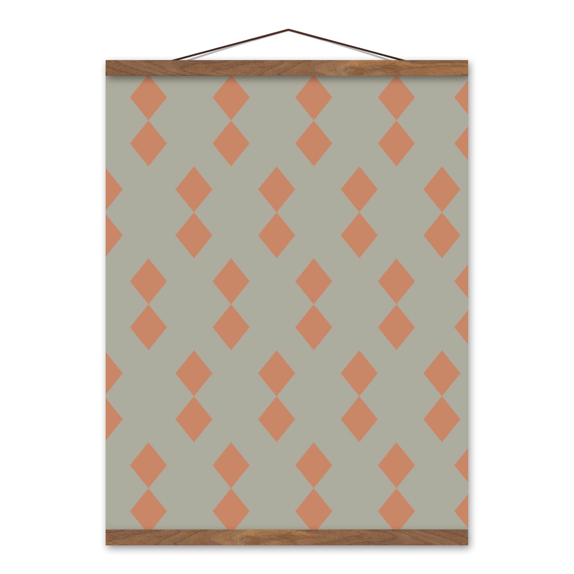 Diamond Cutout 16" x 20" Teak Hanging Canvas