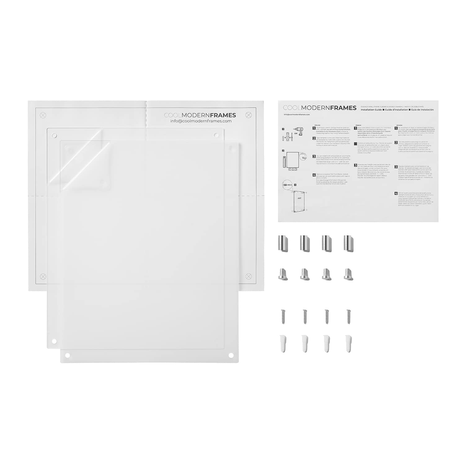 Cool Modern Frames Clear Acrylic Float Frame with Silver Hardware
