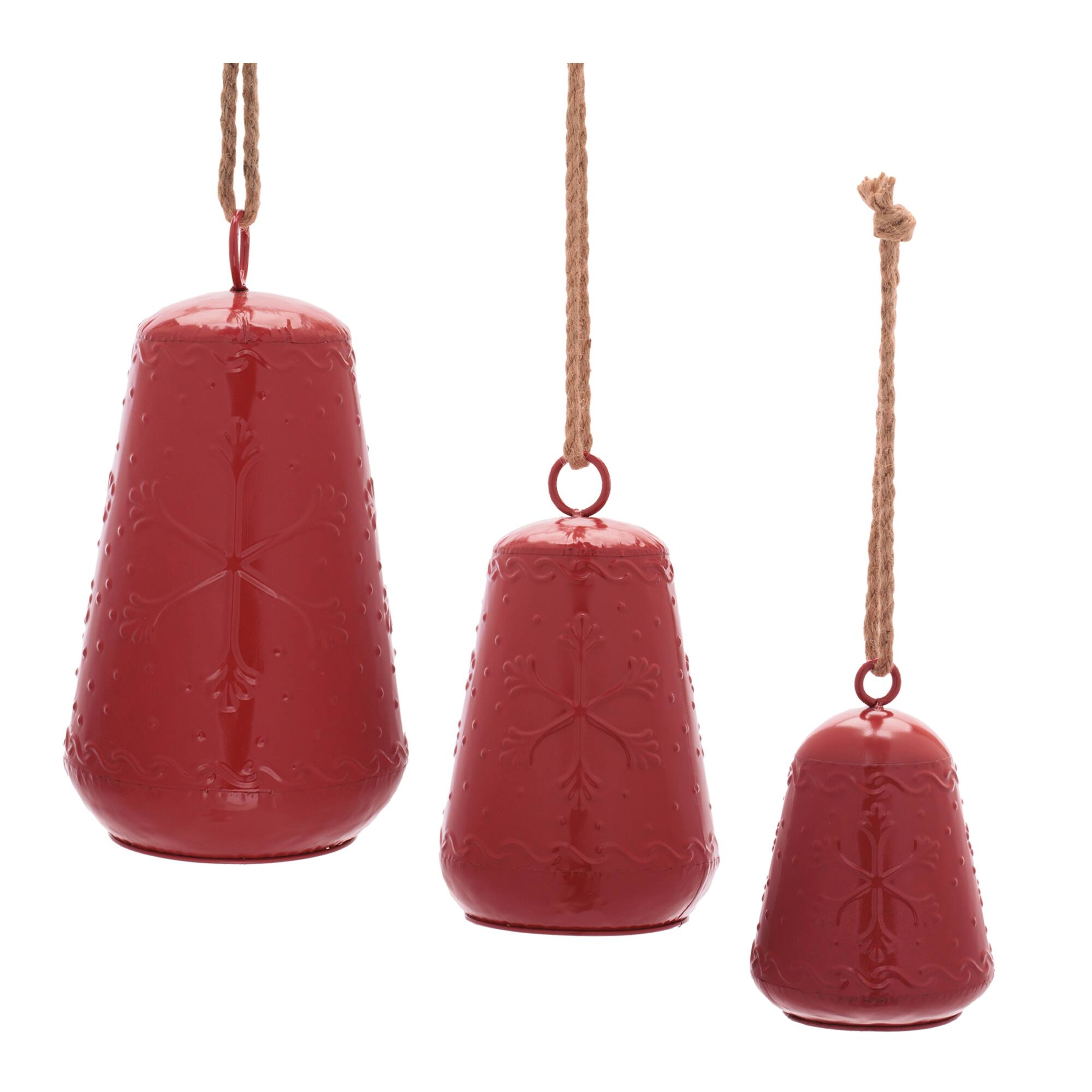 Melrose Red Iron Bell Ornaments Set