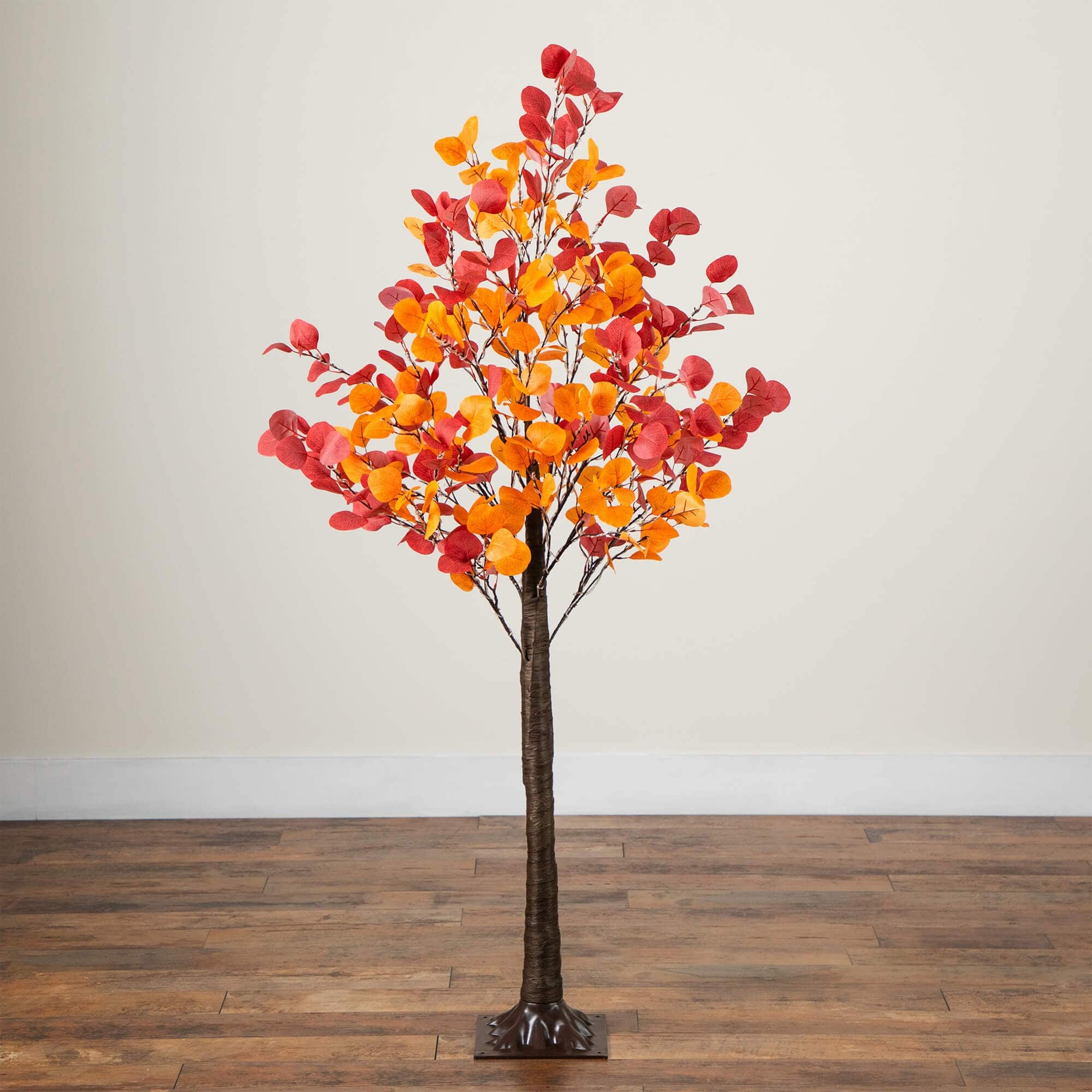 5ft. Pre-Lit Bright Autumn Eucalyptus Artificial Fall Tree with 300 Warm White LED Lights