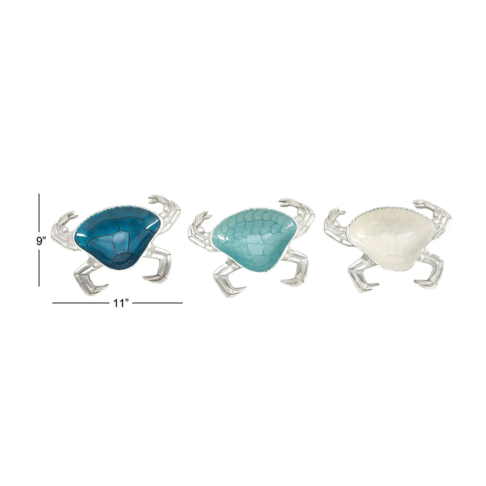 Set of 3 Silver Aluminum Coastal Serving Bowl, 11" x 1"