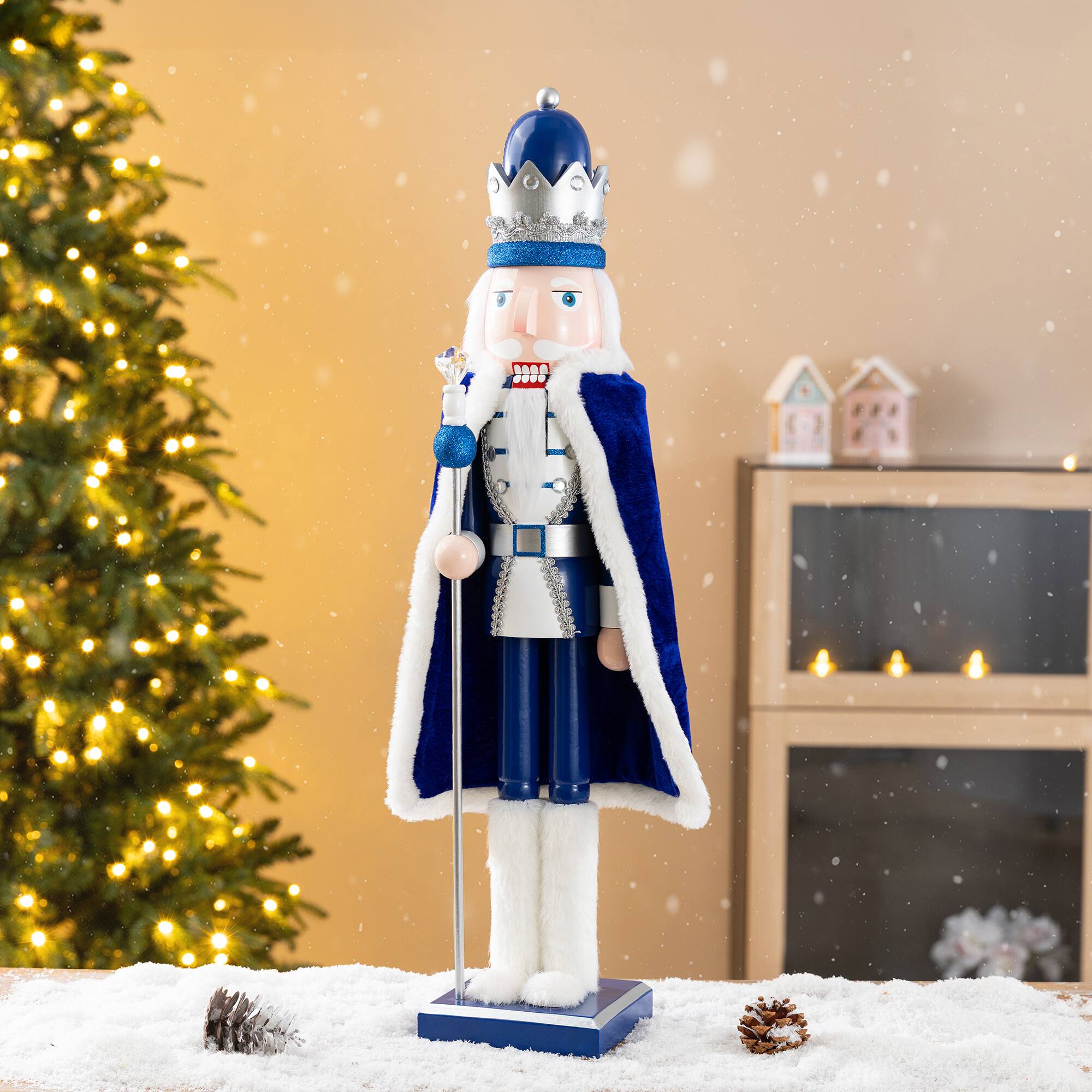Glitzhome® 24" Wooden Christmas Blue King Nutcracker